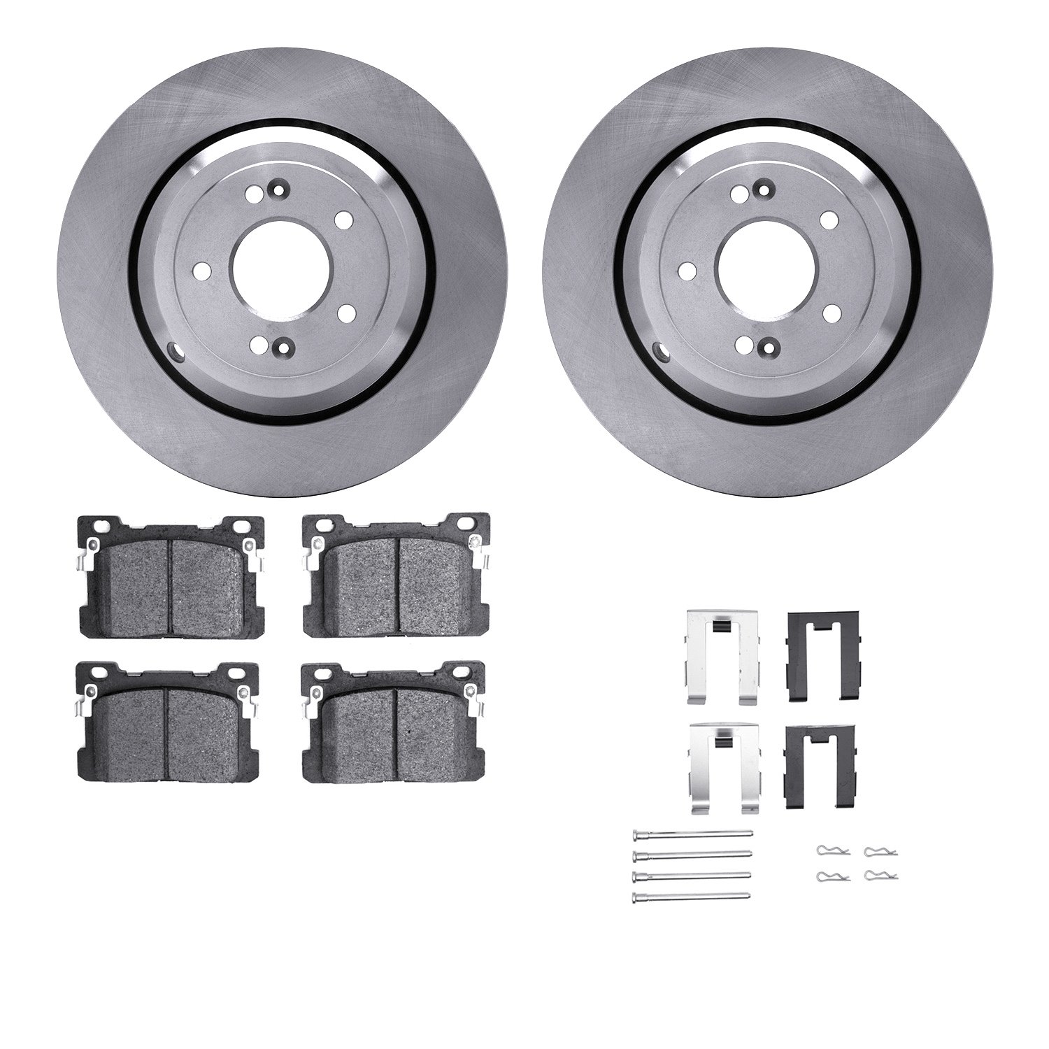 6312-10002 Brake Rotors with 3000-Series Ceramic Brake Pads Kit with Hardware, 2017-2020 Kia/Hyundai/Genesis, Position: Rear