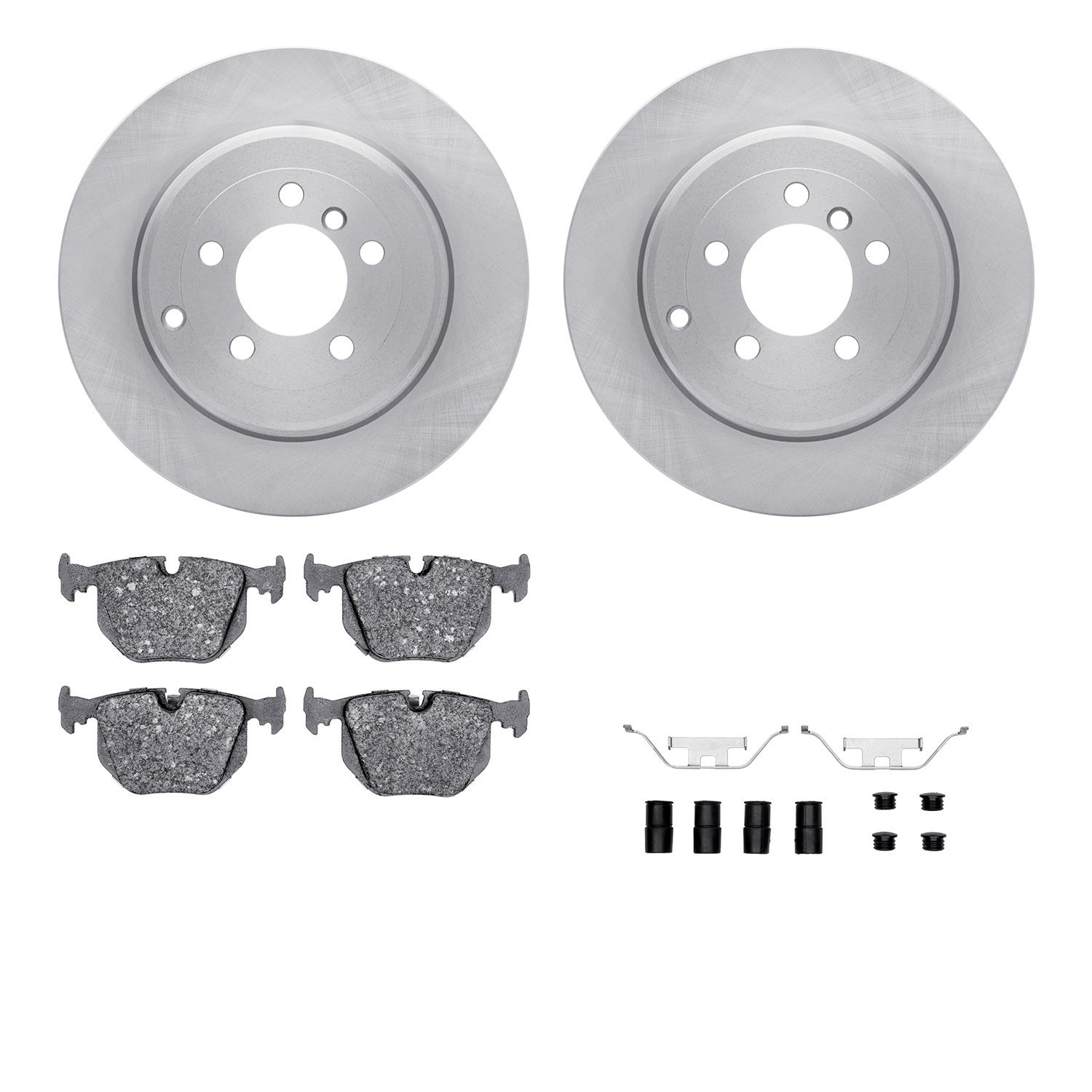 6312-11011 Brake Rotors with 3000-Series Ceramic Brake Pads Kit with Hardware, 2003-2005 Land Rover, Position: Rear