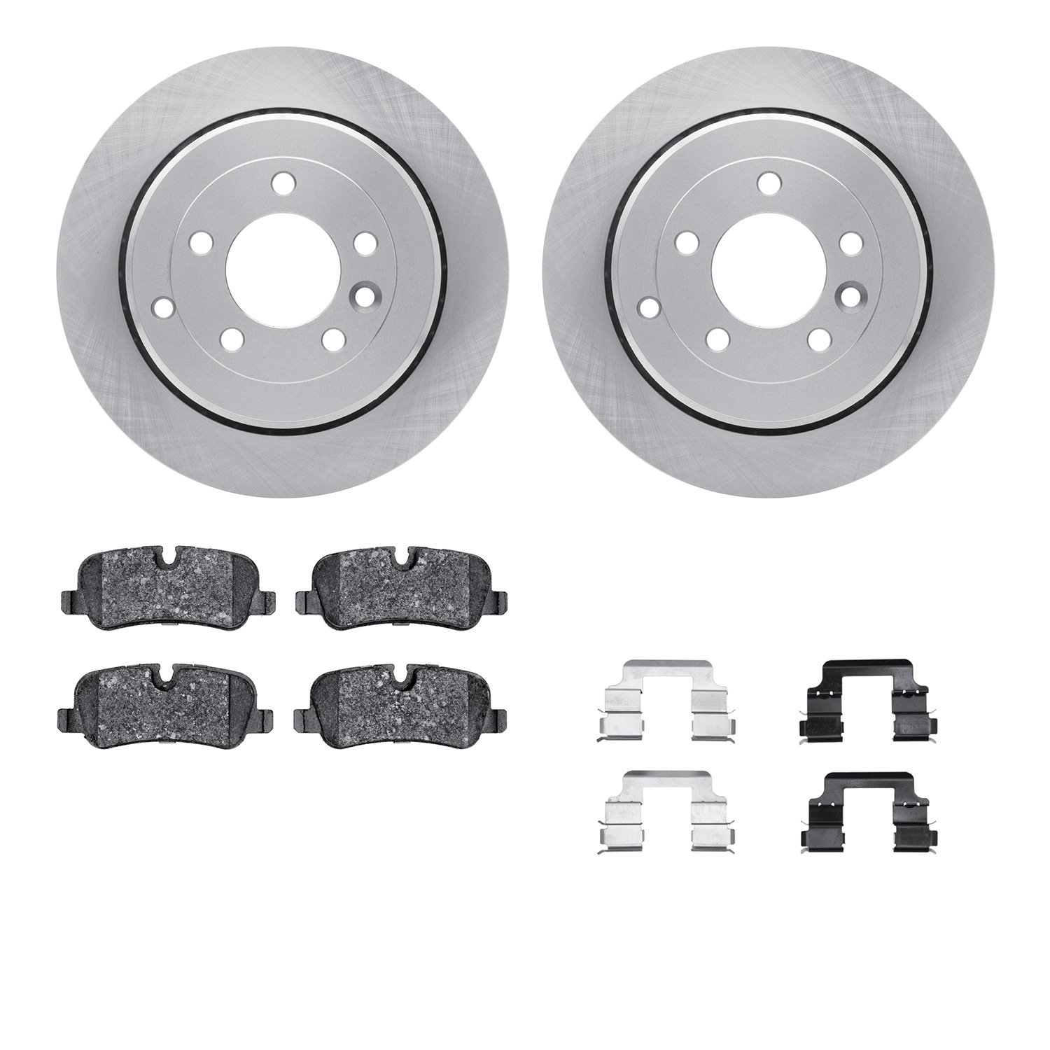 6312-11016 Brake Rotors with 3000-Series Ceramic Brake Pads Kit with Hardware, 2005-2007 Land Rover, Position: Rear