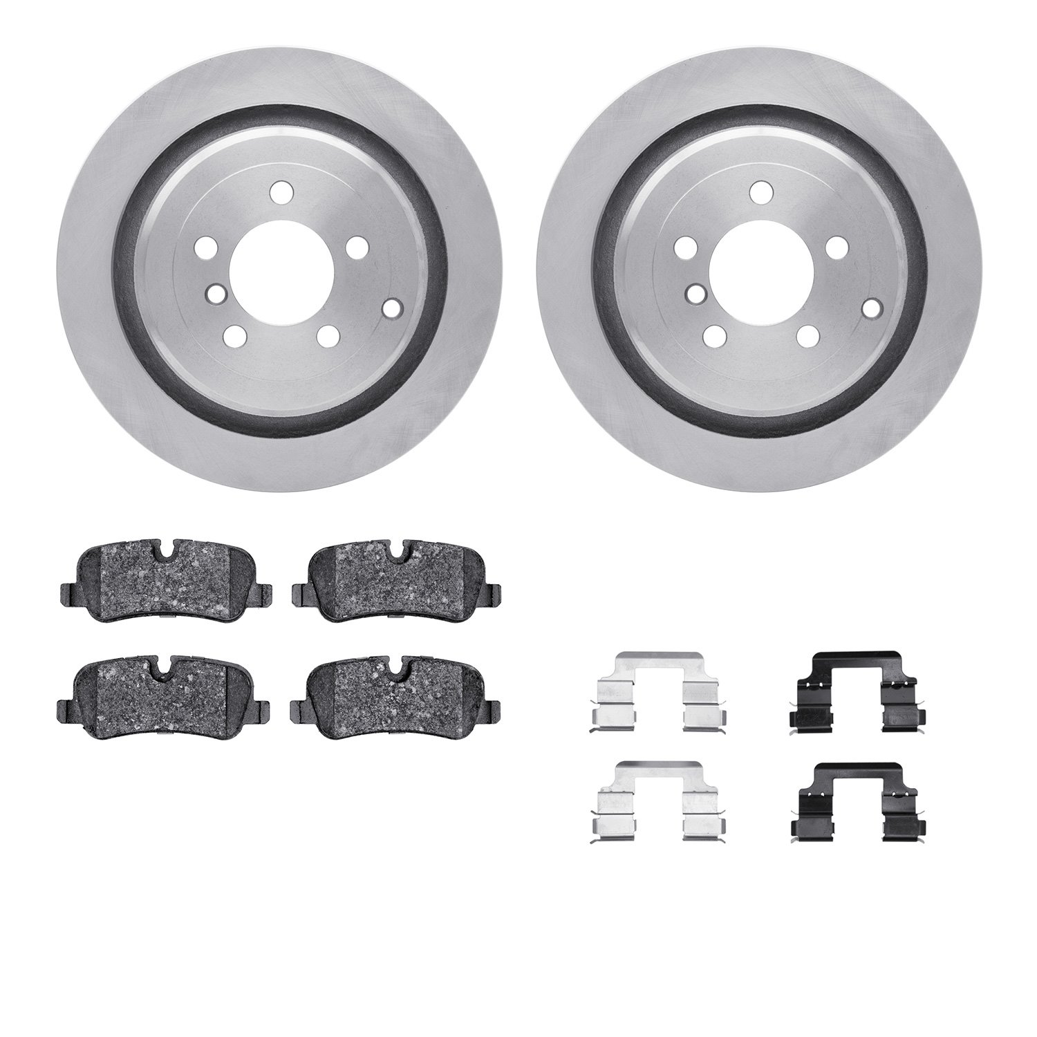 6312-11017 Brake Rotors with 3000-Series Ceramic Brake Pads Kit with Hardware, 2006-2012 Land Rover, Position: Rear