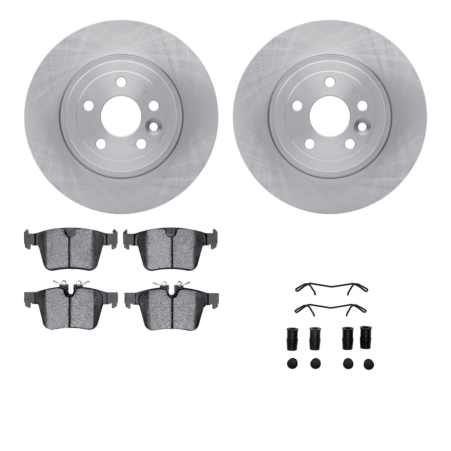 6312-11028 Brake Rotors with 3000-Series Ceramic Brake Pads Kit with Hardware, 2016-2019 Land Rover, Position: Rear