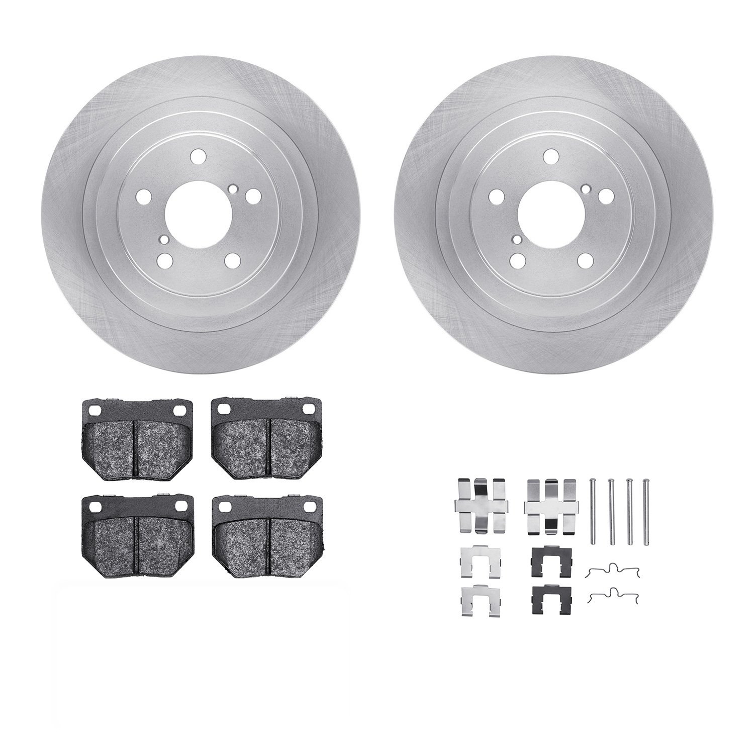 6312-13011 Brake Rotors with 3000-Series Ceramic Brake Pads Kit with Hardware, 2006-2007 Subaru, Position: Rear