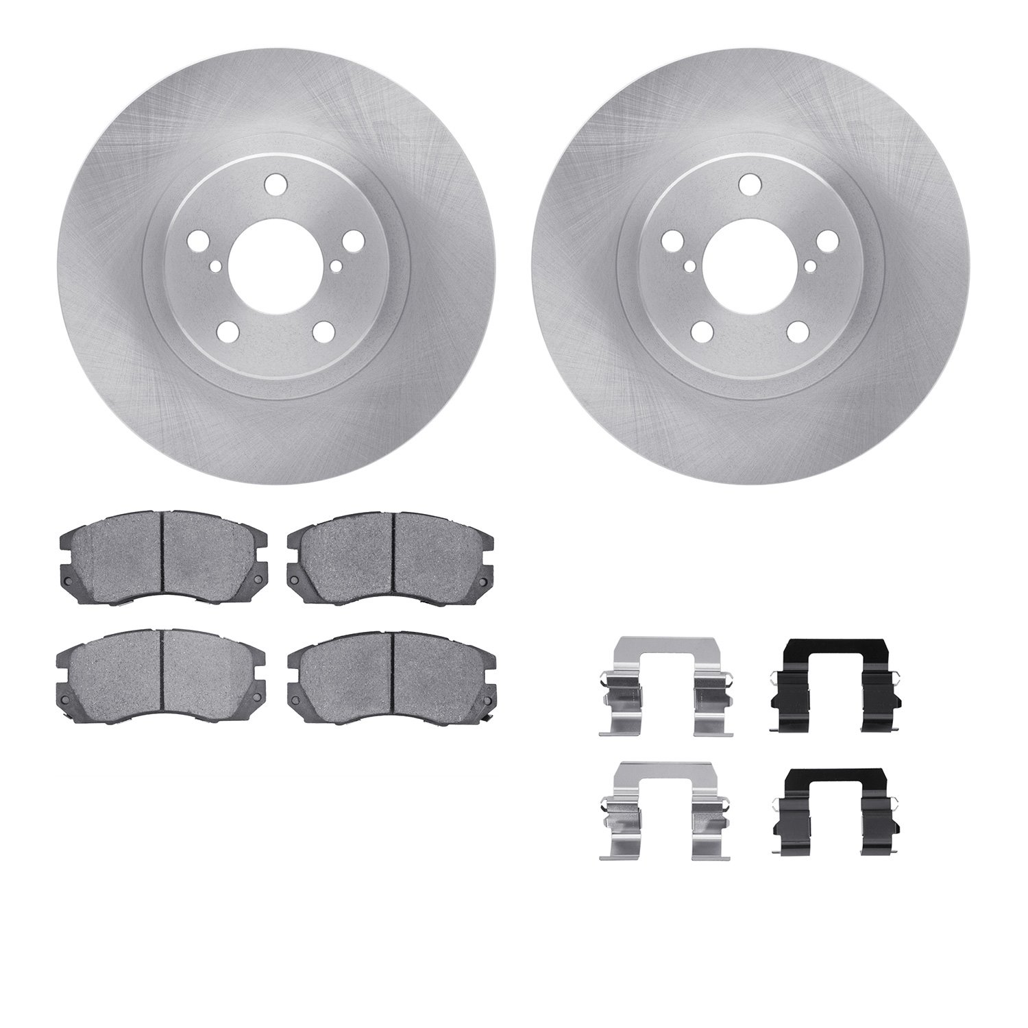 6312-13019 Brake Rotors with 3000-Series Ceramic Brake Pads Kit with Hardware, 1990-1996 Subaru, Position: Front