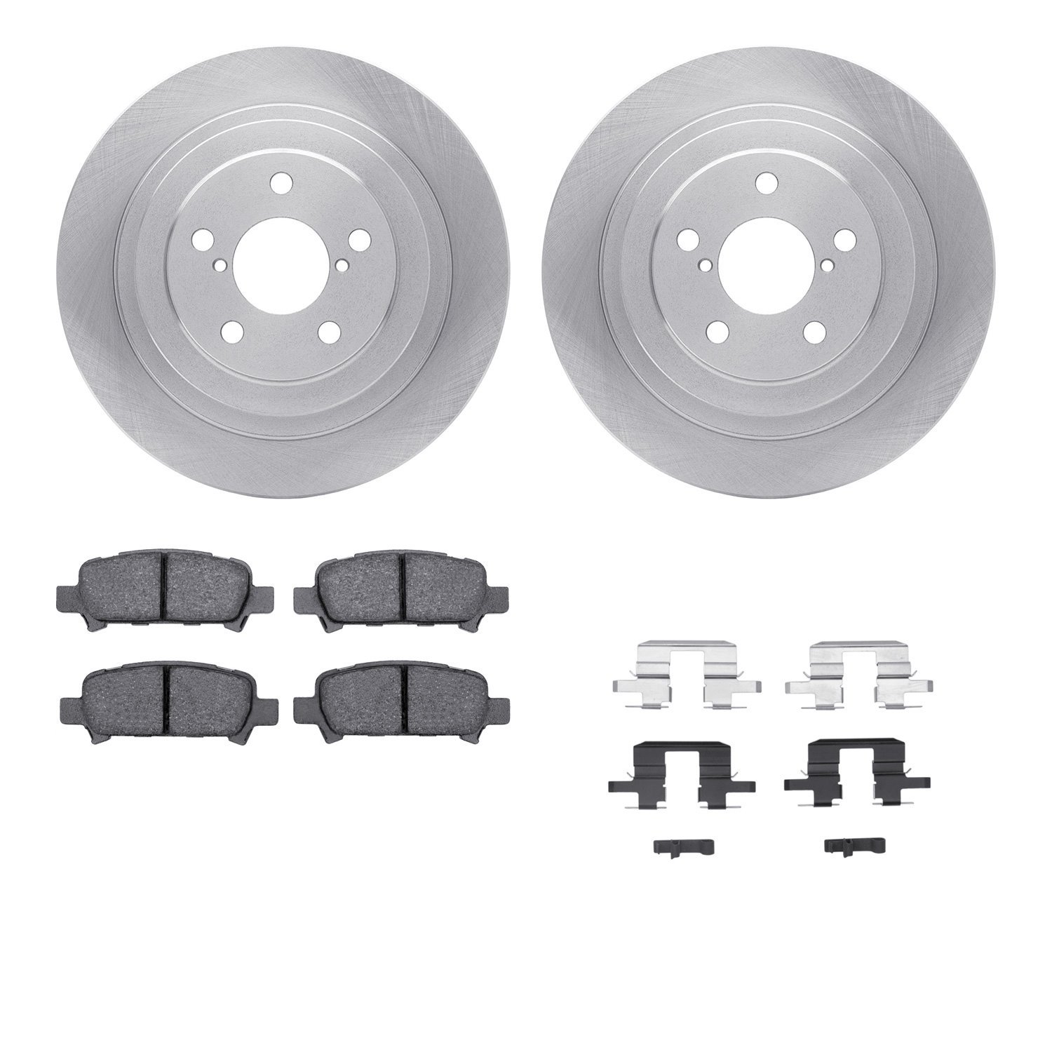 6312-13025 Brake Rotors with 3000-Series Ceramic Brake Pads Kit with Hardware, 2000-2006 Subaru, Position: Rear