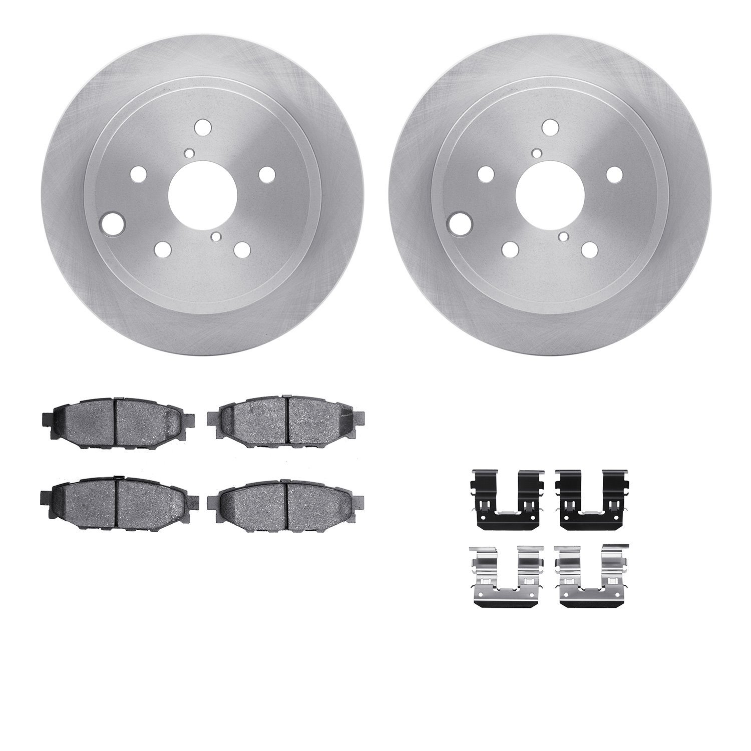 6312-13042 Brake Rotors with 3000-Series Ceramic Brake Pads Kit with Hardware, 2015-2021 Subaru, Position: Rear