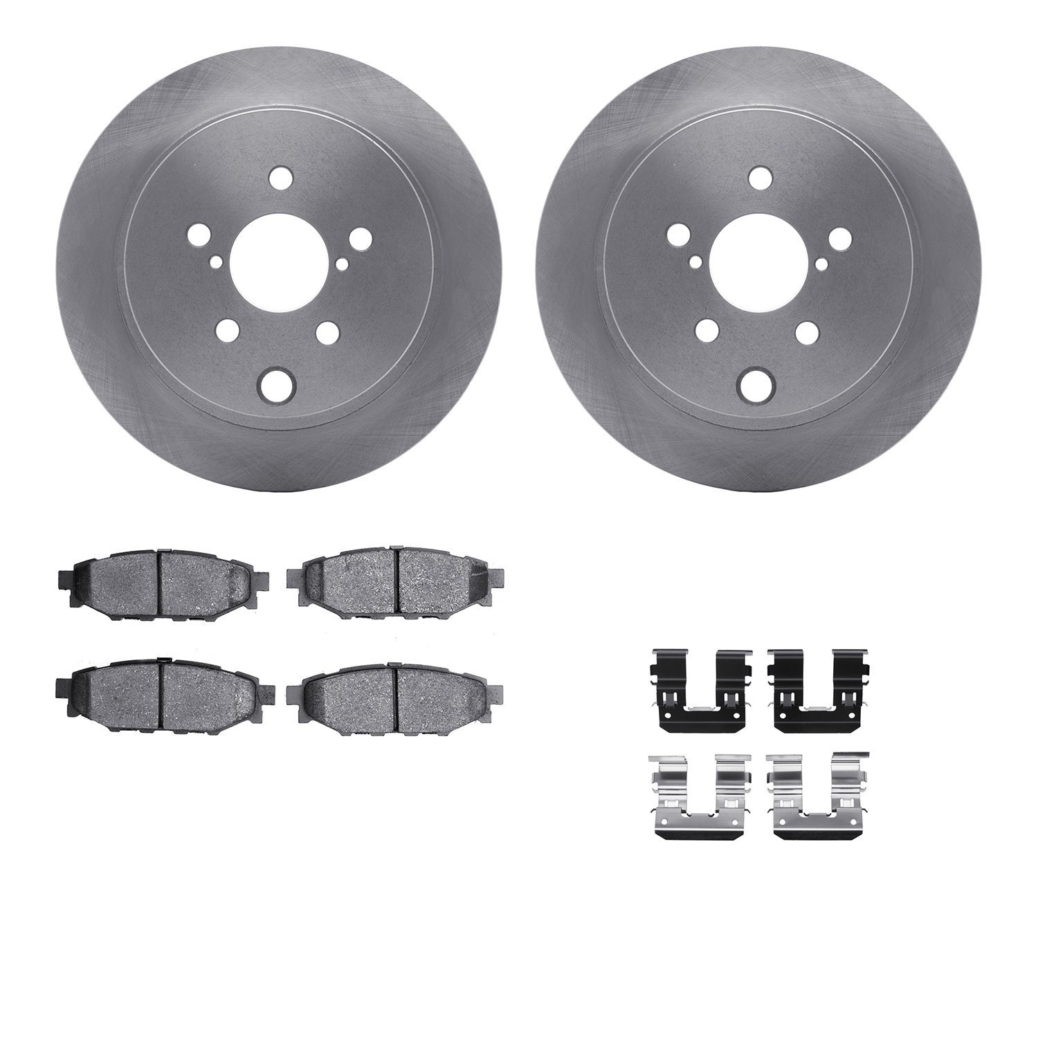 6312-13043 Brake Rotors with 3000-Series Ceramic Brake Pads Kit with Hardware, Fits Select Subaru, Position: Rear
