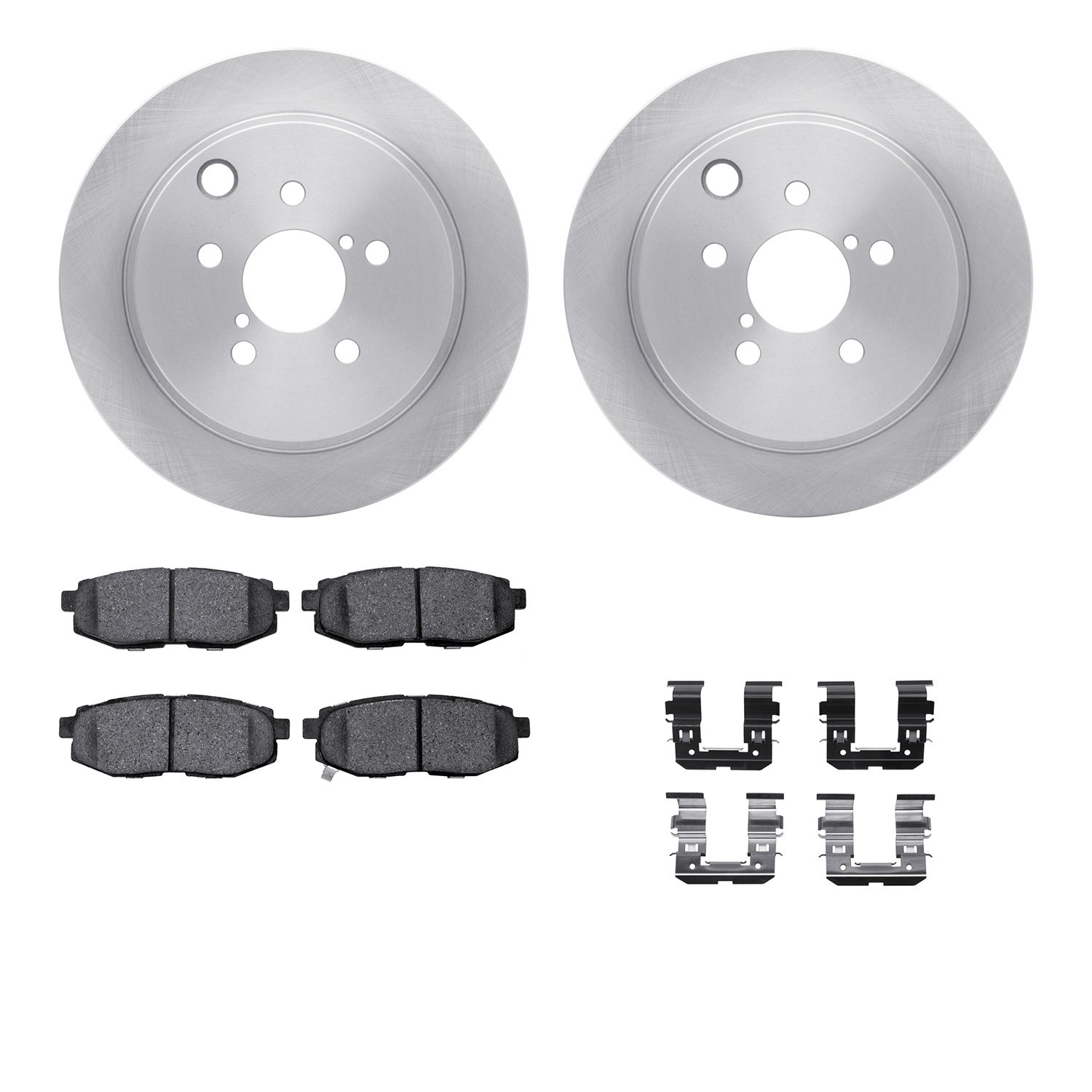 6312-13045 Brake Rotors with 3000-Series Ceramic Brake Pads Kit with Hardware, 2014-2018 Subaru, Position: Rear