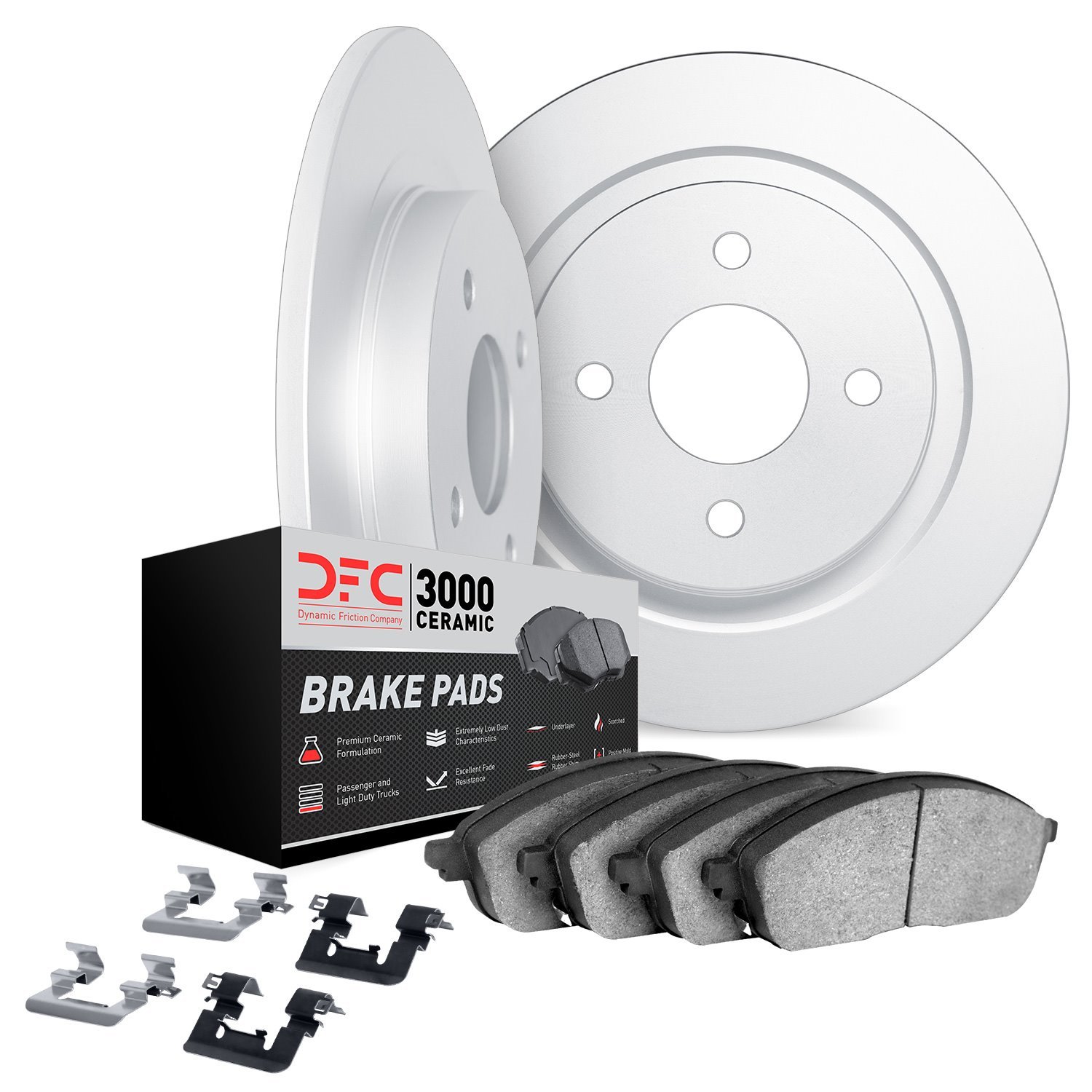 6312-14002 Brake Rotors with 3000-Series Ceramic Brake Pads Kit with Hardware, 1972-1972 Triumph, Position: Front