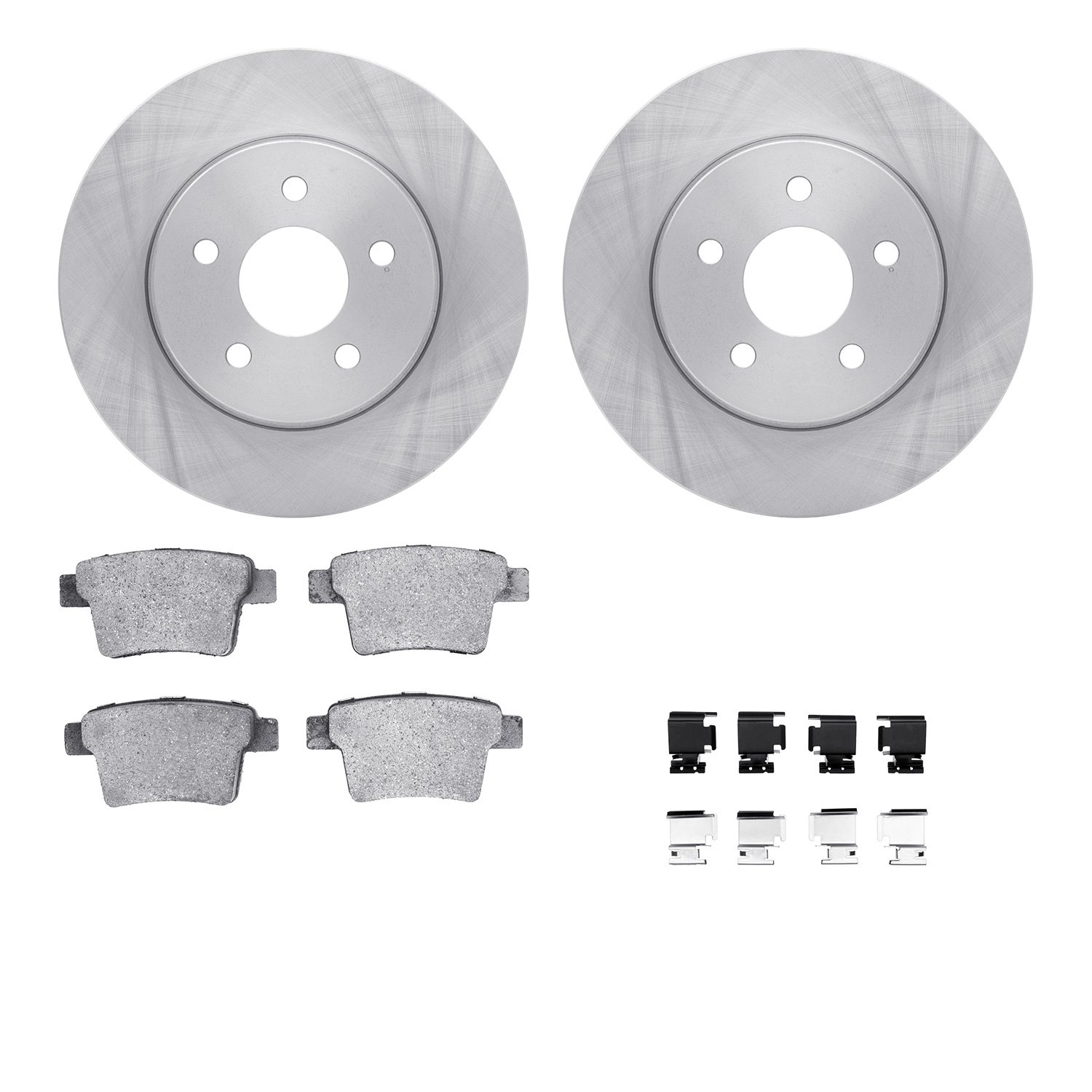 6312-20014 Brake Rotors with 3000-Series Ceramic Brake Pads Kit with Hardware, 2005-2008 Multiple Makes/Models, Position: Rear