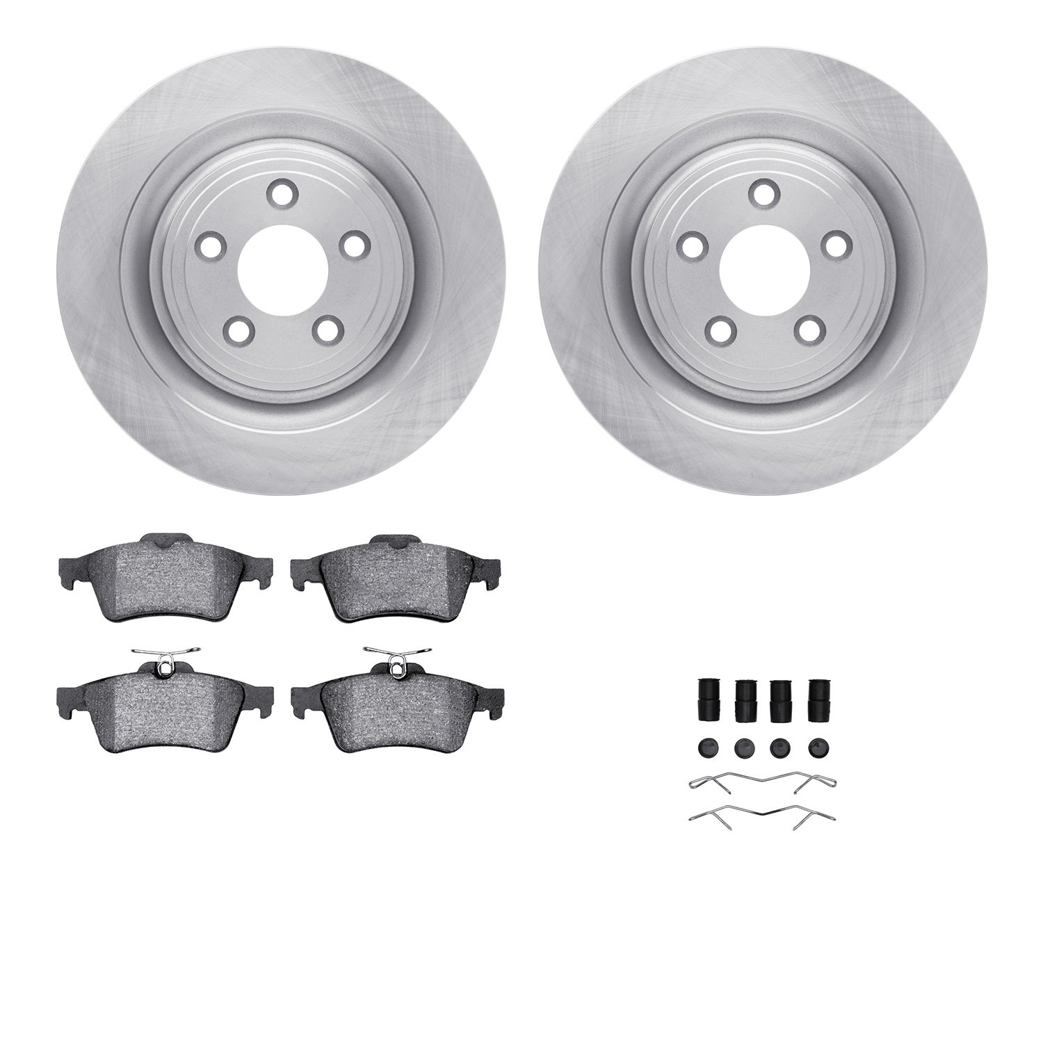 6312-20015 Brake Rotors with 3000-Series Ceramic Brake Pads Kit with Hardware, 2006-2015 Jaguar, Position: Rear