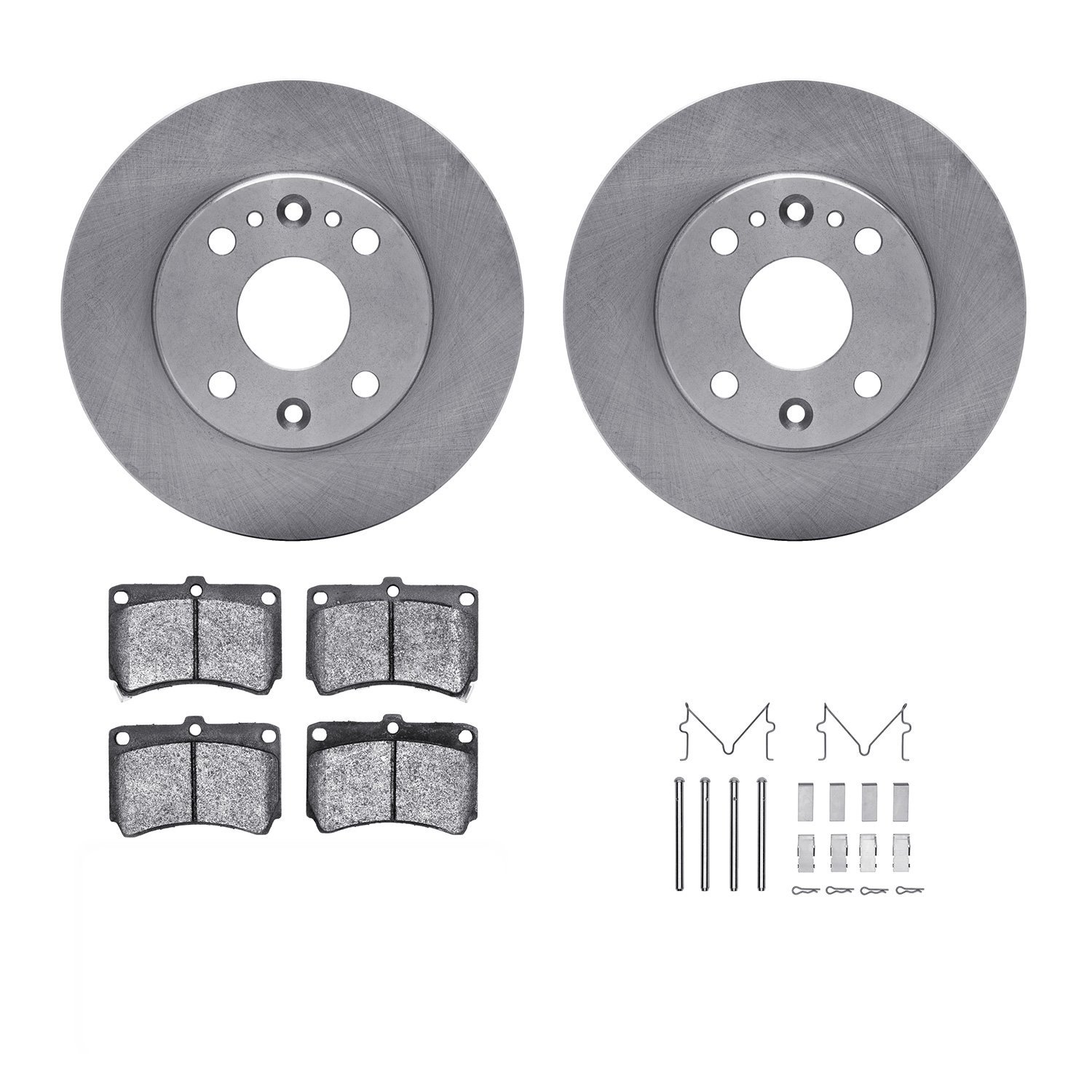 6312-21002 Brake Rotors with 3000-Series Ceramic Brake Pads Kit with Hardware, 1994-2002 Multiple Makes/Models, Position: Front