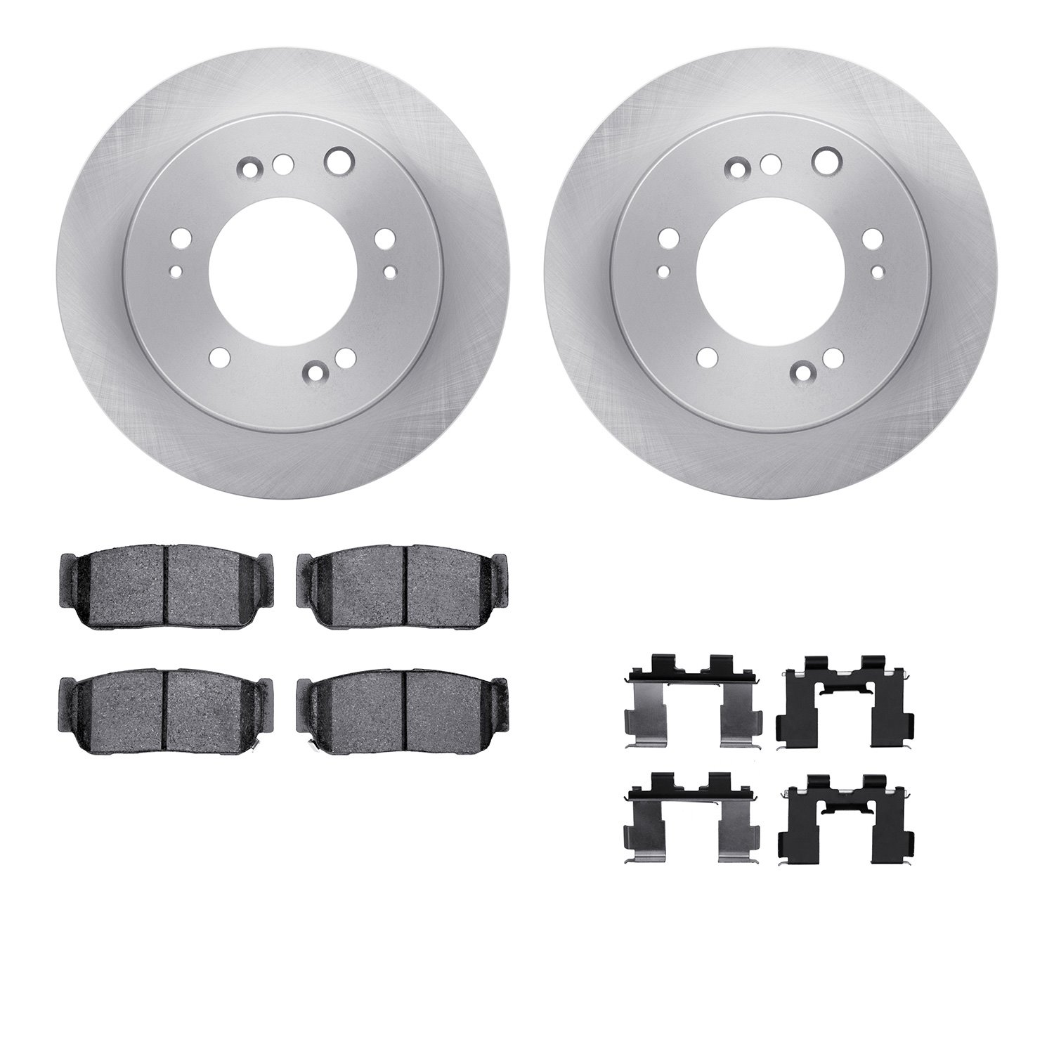 6312-21019 Brake Rotors with 3000-Series Ceramic Brake Pads Kit with Hardware, 2003-2006 Kia/Hyundai/Genesis, Position: Rear