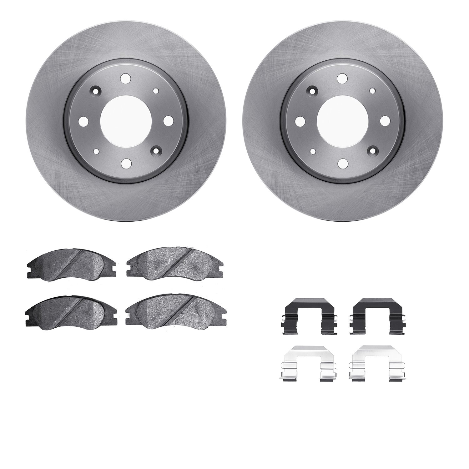 6312-21021 Brake Rotors with 3000-Series Ceramic Brake Pads Kit with Hardware, 2004-2009 Kia/Hyundai/Genesis, Position: Front