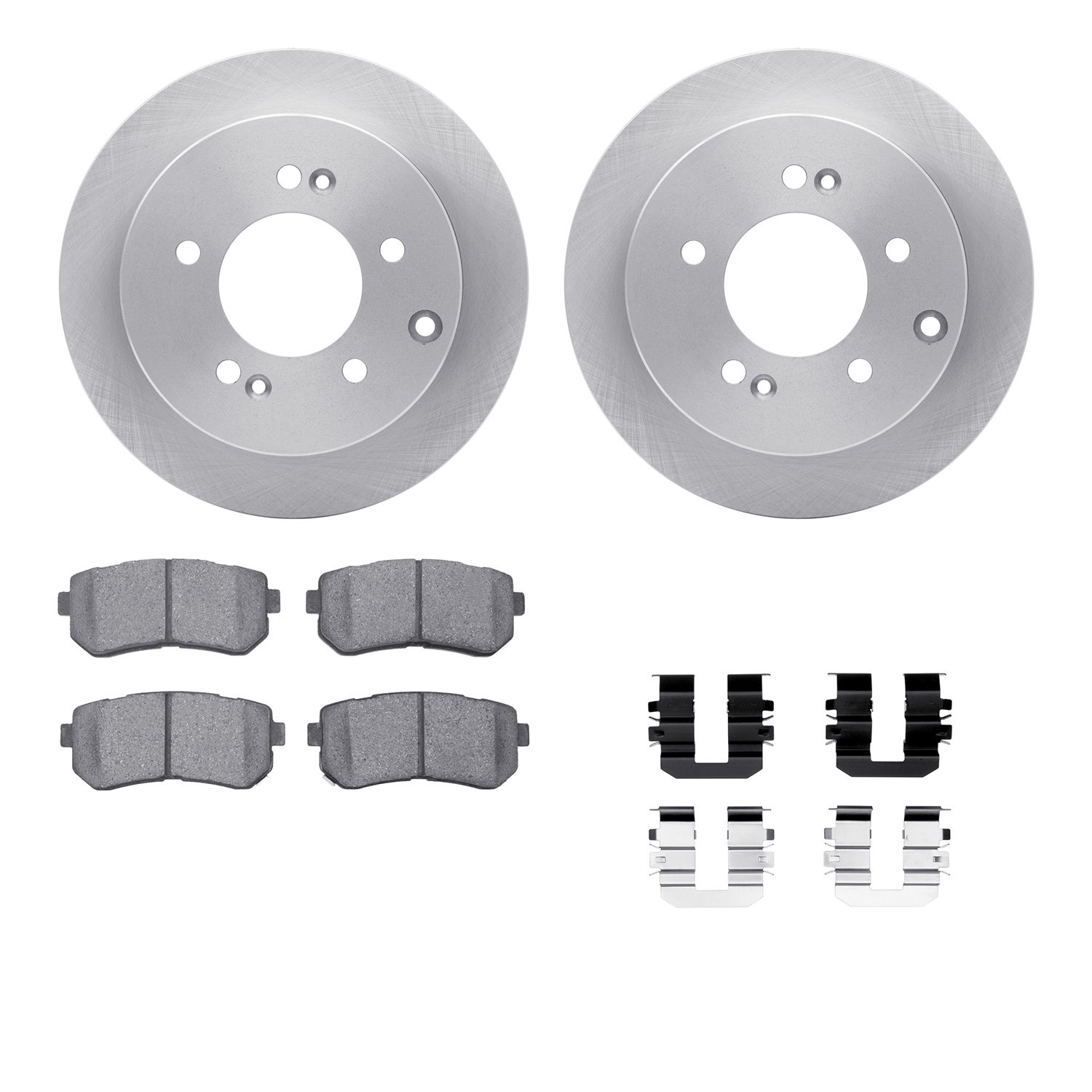 6312-21022 Brake Rotors with 3000-Series Ceramic Brake Pads Kit with Hardware, 2010-2013 Kia/Hyundai/Genesis, Position: Rear