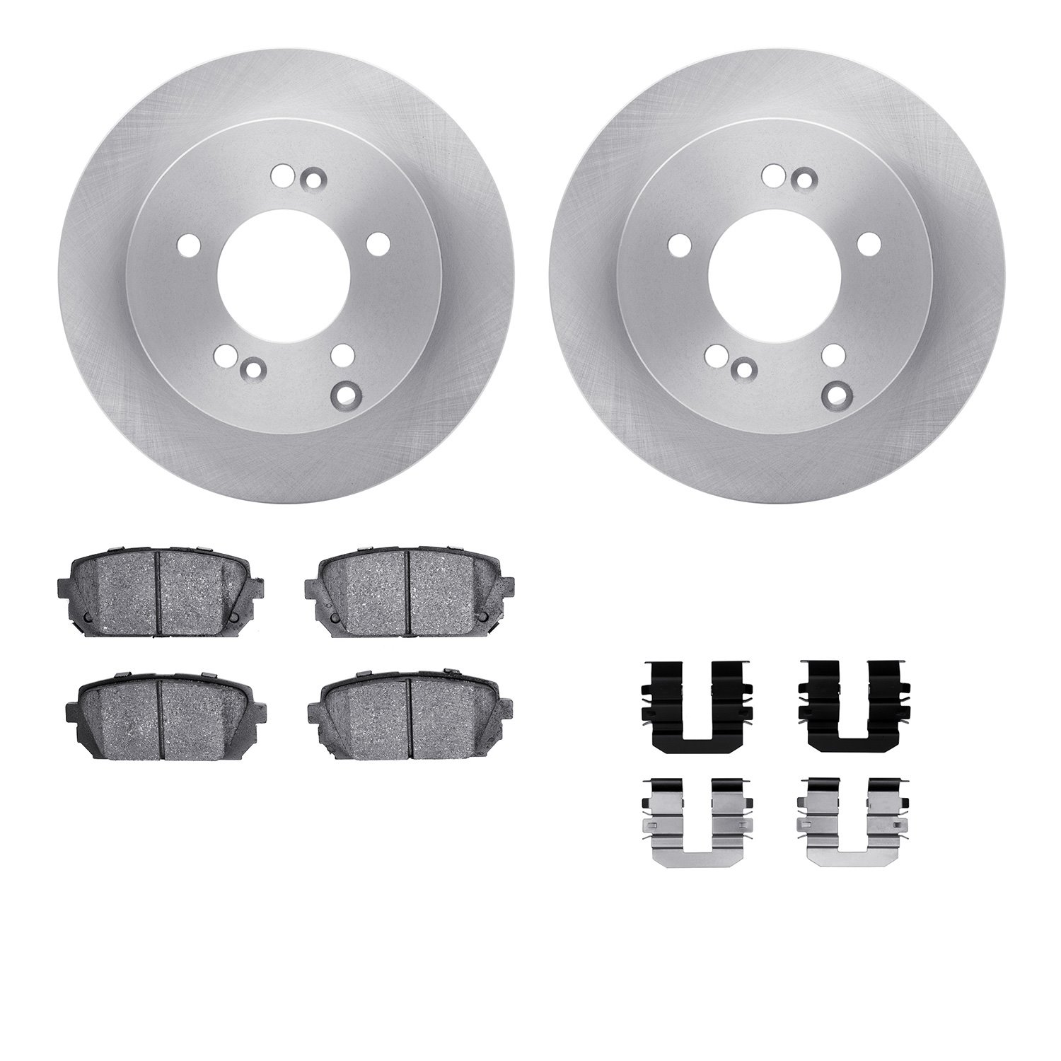 6312-21027 Brake Rotors with 3000-Series Ceramic Brake Pads Kit with Hardware, 2007-2012 Kia/Hyundai/Genesis, Position: Rear