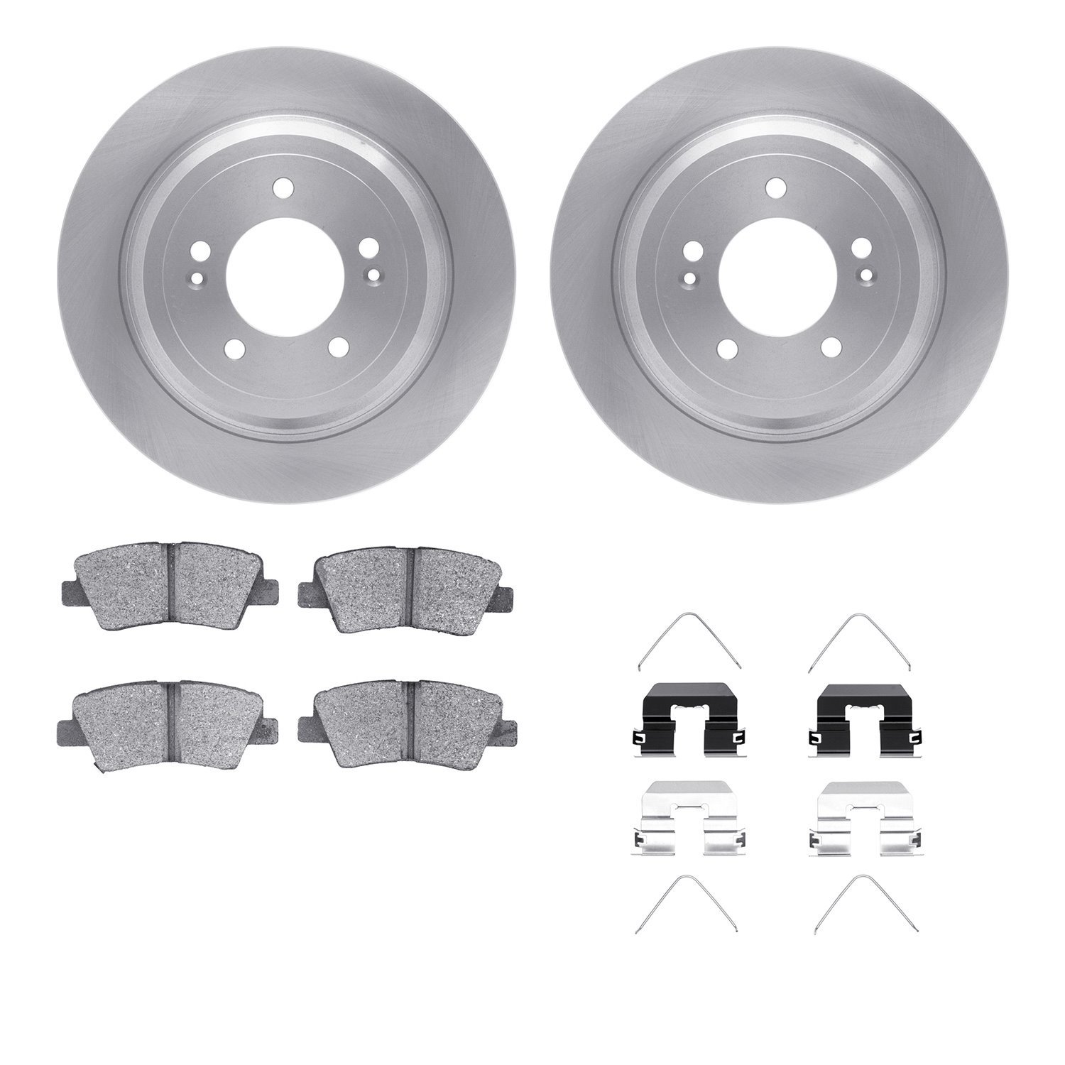6312-21047 Brake Rotors with 3000-Series Ceramic Brake Pads Kit with Hardware, Fits Select Kia/Hyundai/Genesis, Position: Rear
