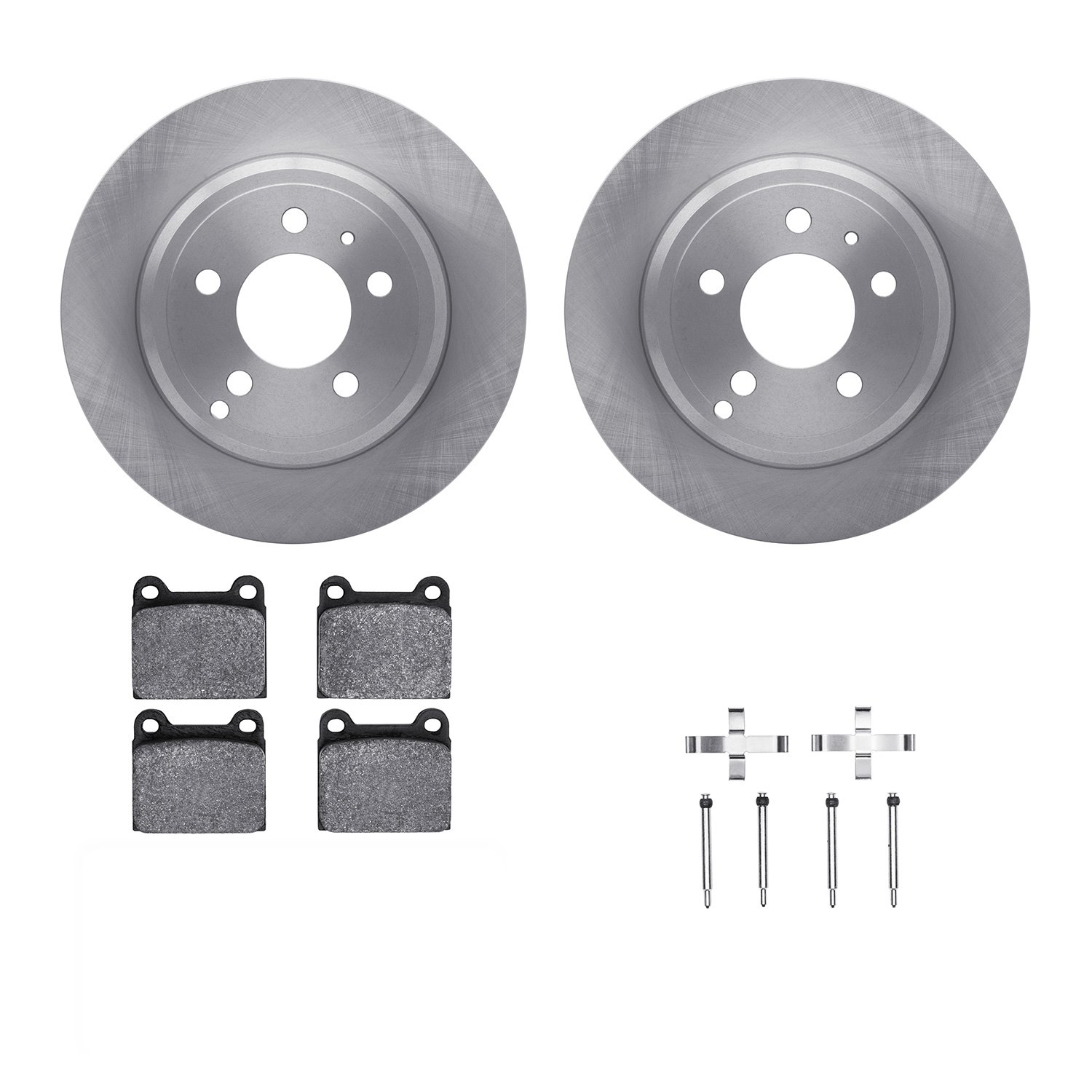 6312-27003 Brake Rotors with 3000-Series Ceramic Brake Pads Kit with Hardware, 1996-2004 Volvo, Position: Rear