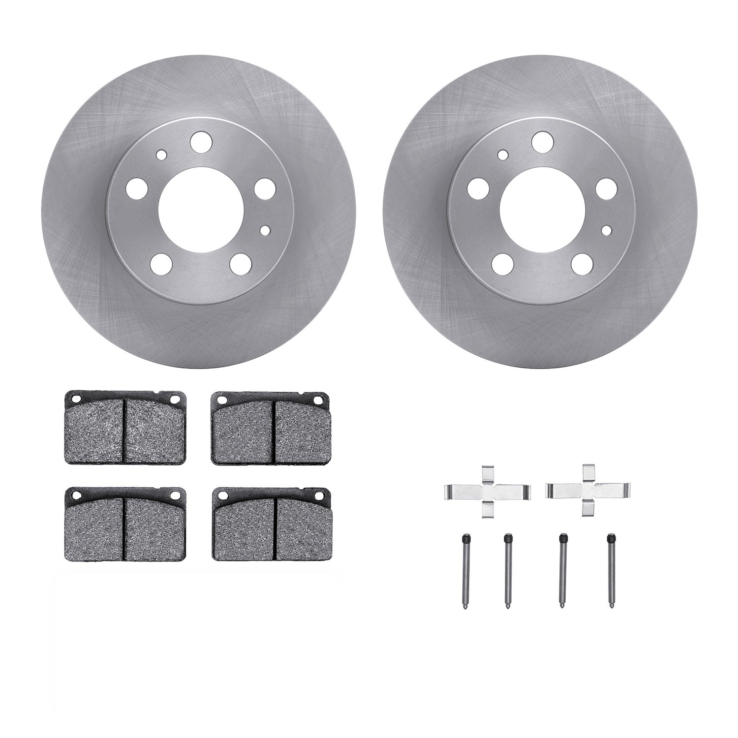 6312-27007 Brake Rotors with 3000-Series Ceramic Brake Pads Kit with Hardware, 1976-1984 Volvo, Position: Front