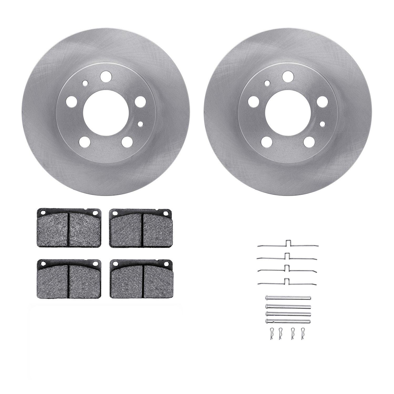 6312-27010 Brake Rotors with 3000-Series Ceramic Brake Pads Kit with Hardware, 1975-1987 Volvo, Position: Front