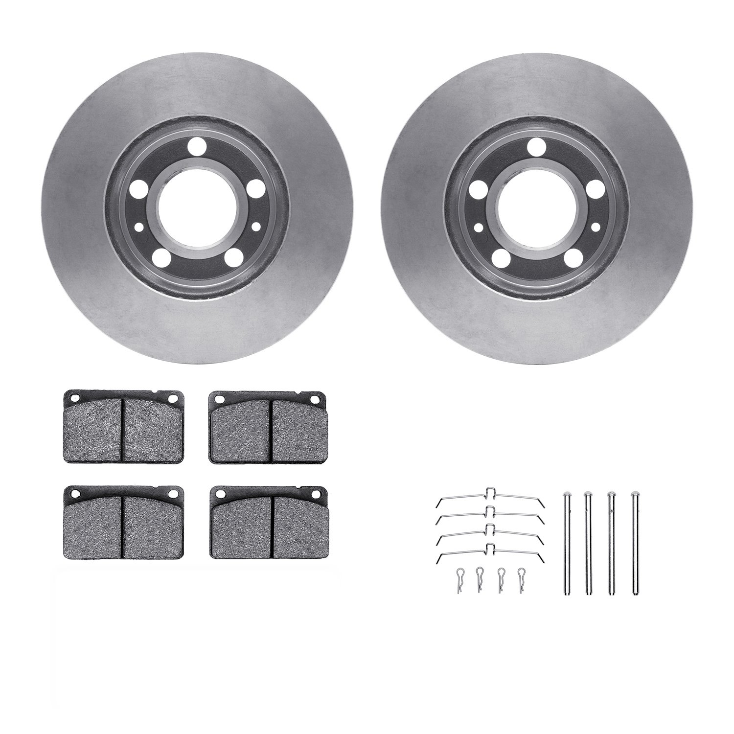 6312-27012 Brake Rotors with 3000-Series Ceramic Brake Pads Kit with Hardware, 1976-1976 Volvo, Position: Front