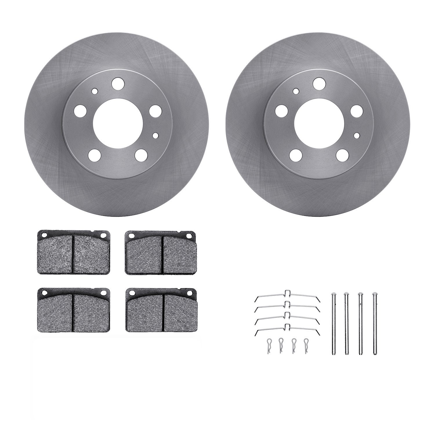 6312-27013 Brake Rotors with 3000-Series Ceramic Brake Pads Kit with Hardware, 1976-1993 Volvo, Position: Front
