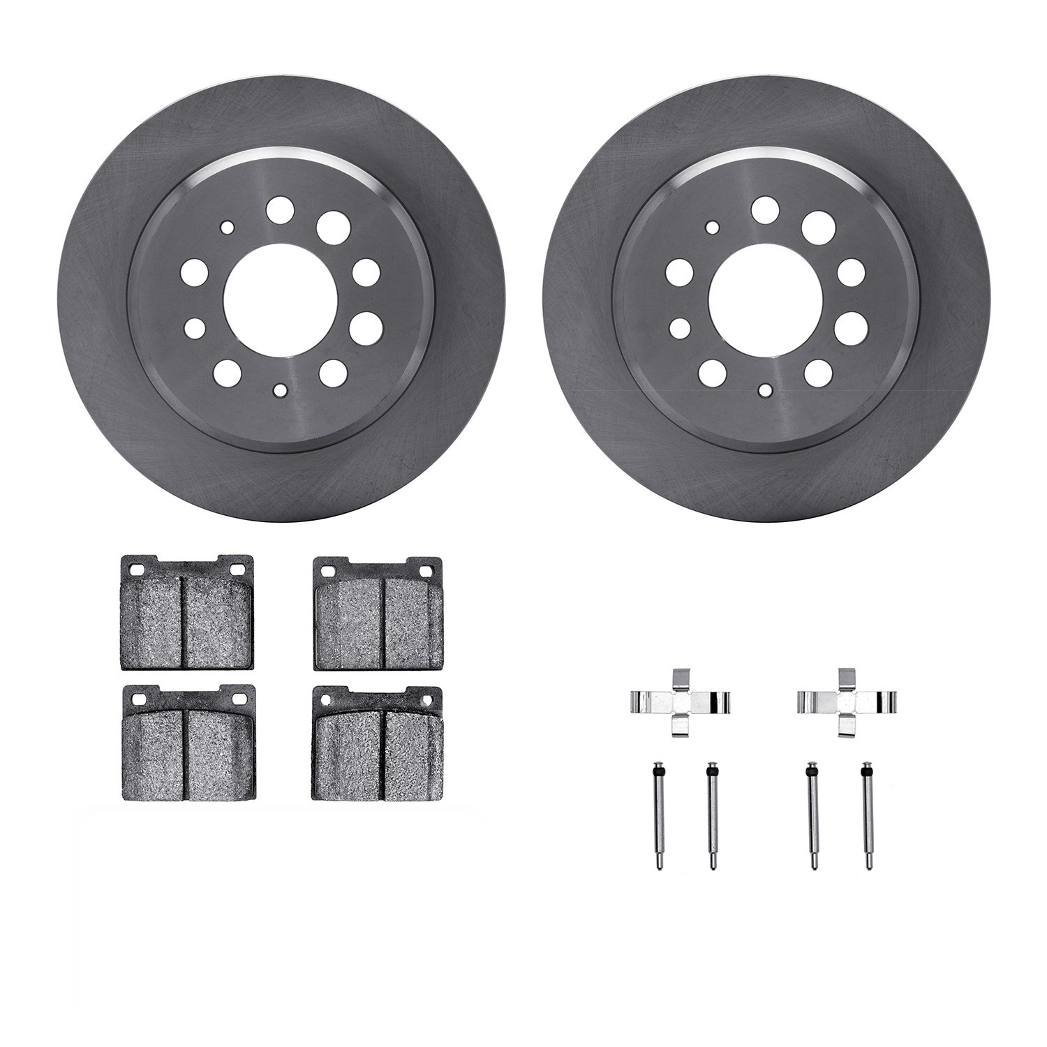 6312-27016 Brake Rotors with 3000-Series Ceramic Brake Pads Kit with Hardware, 1969-1971 Volvo, Position: Rear