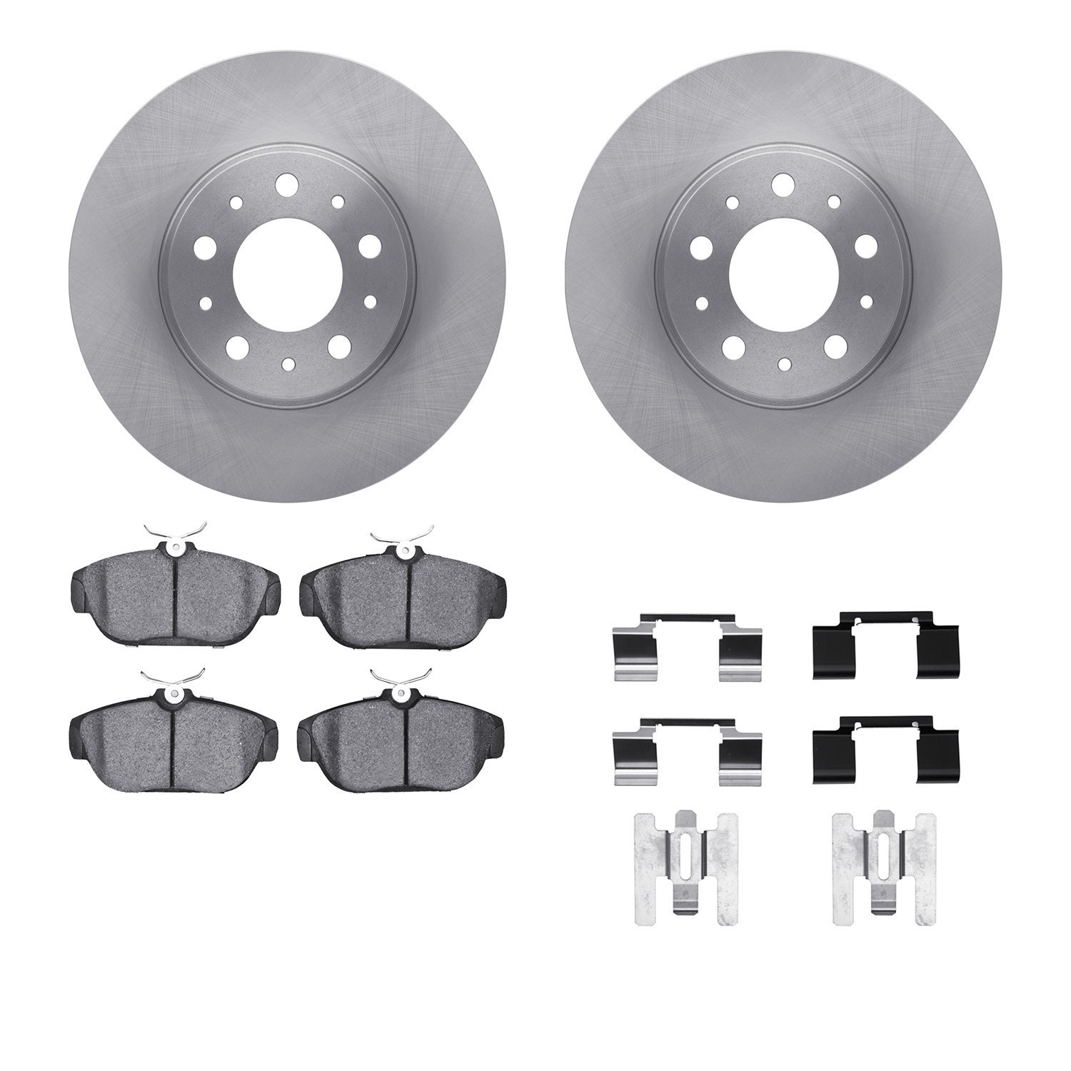 6312-27035 Brake Rotors with 3000-Series Ceramic Brake Pads Kit with Hardware, 1991-1995 Volvo, Position: Front