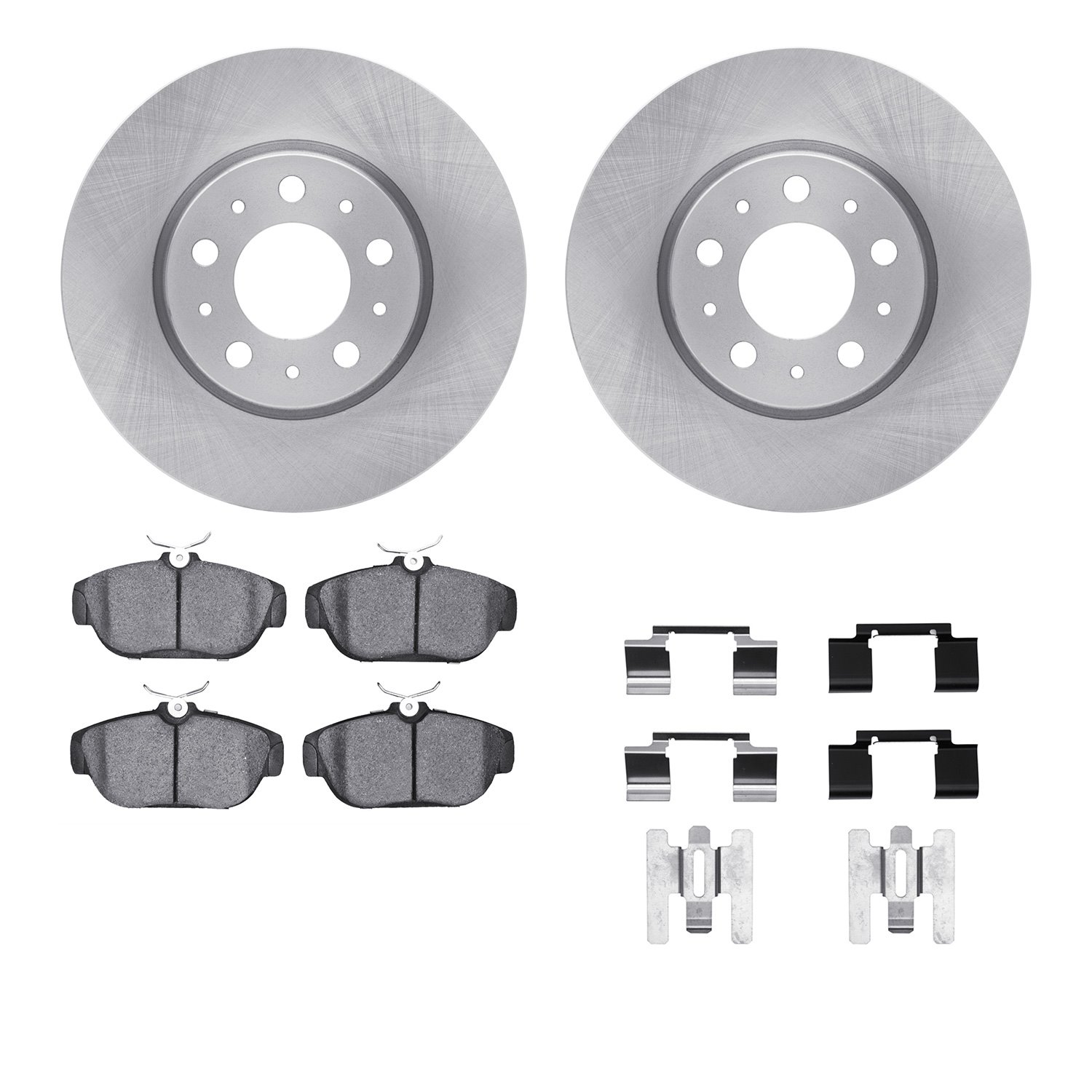 6312-27036 Brake Rotors with 3000-Series Ceramic Brake Pads Kit with Hardware, 1995-1998 Volvo, Position: Front
