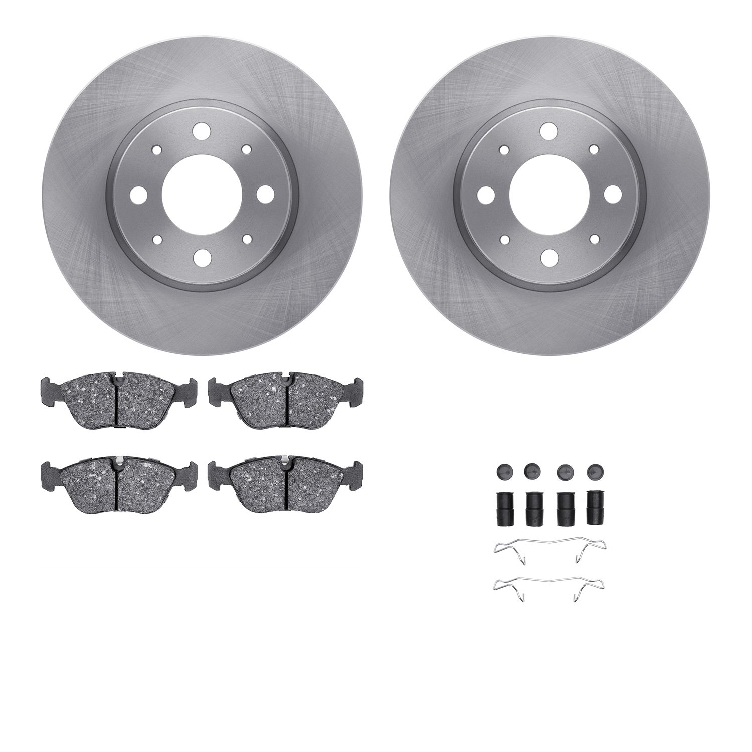 6312-27044 Brake Rotors with 3000-Series Ceramic Brake Pads Kit with Hardware, 1993-1995 Volvo, Position: Front
