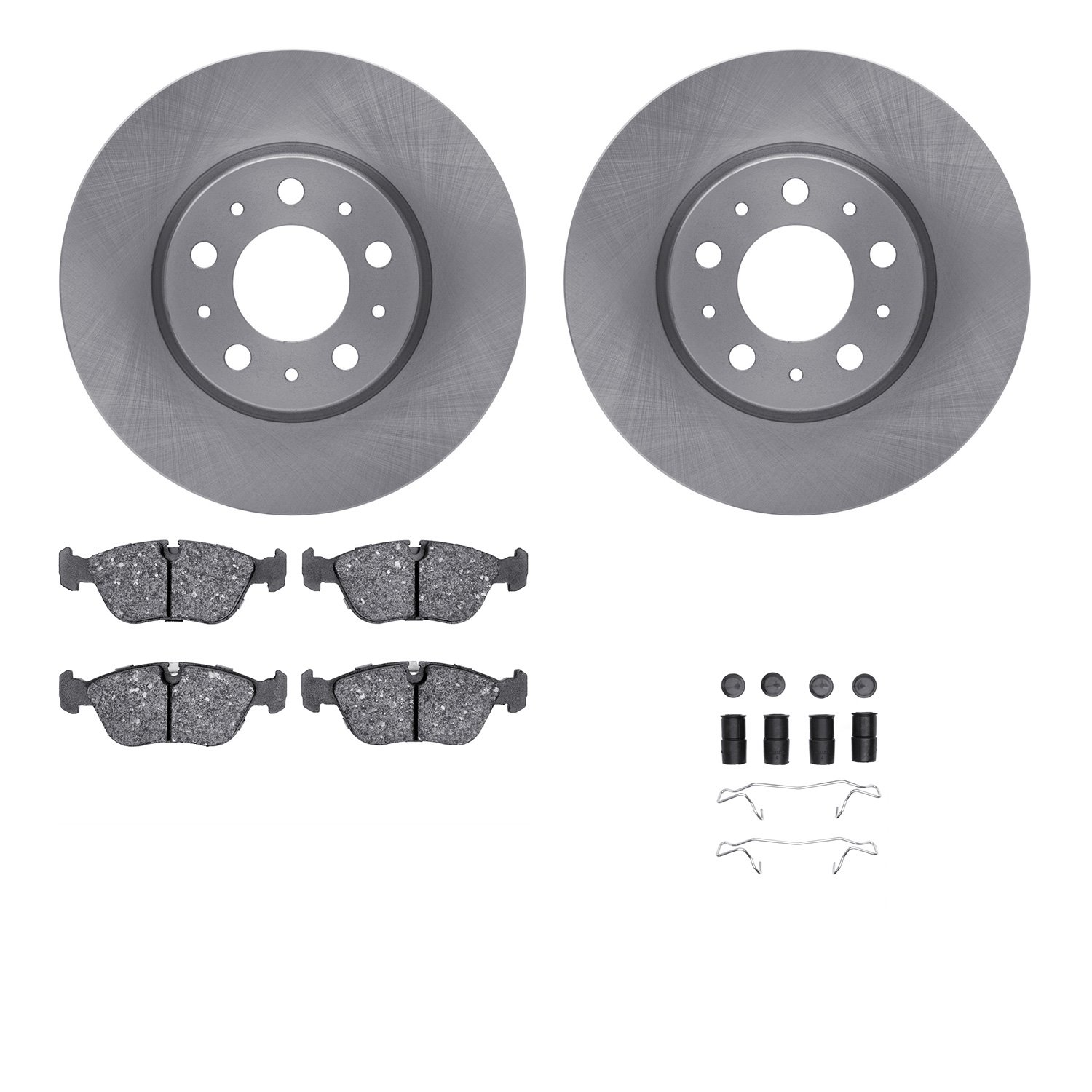 6312-27045 Brake Rotors with 3000-Series Ceramic Brake Pads Kit with Hardware, 1996-2004 Volvo, Position: Front
