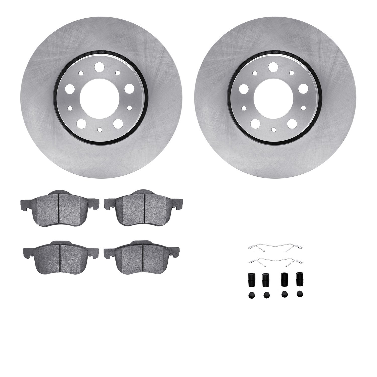 6312-27048 Brake Rotors with 3000-Series Ceramic Brake Pads Kit with Hardware, 1999-2009 Volvo, Position: Front