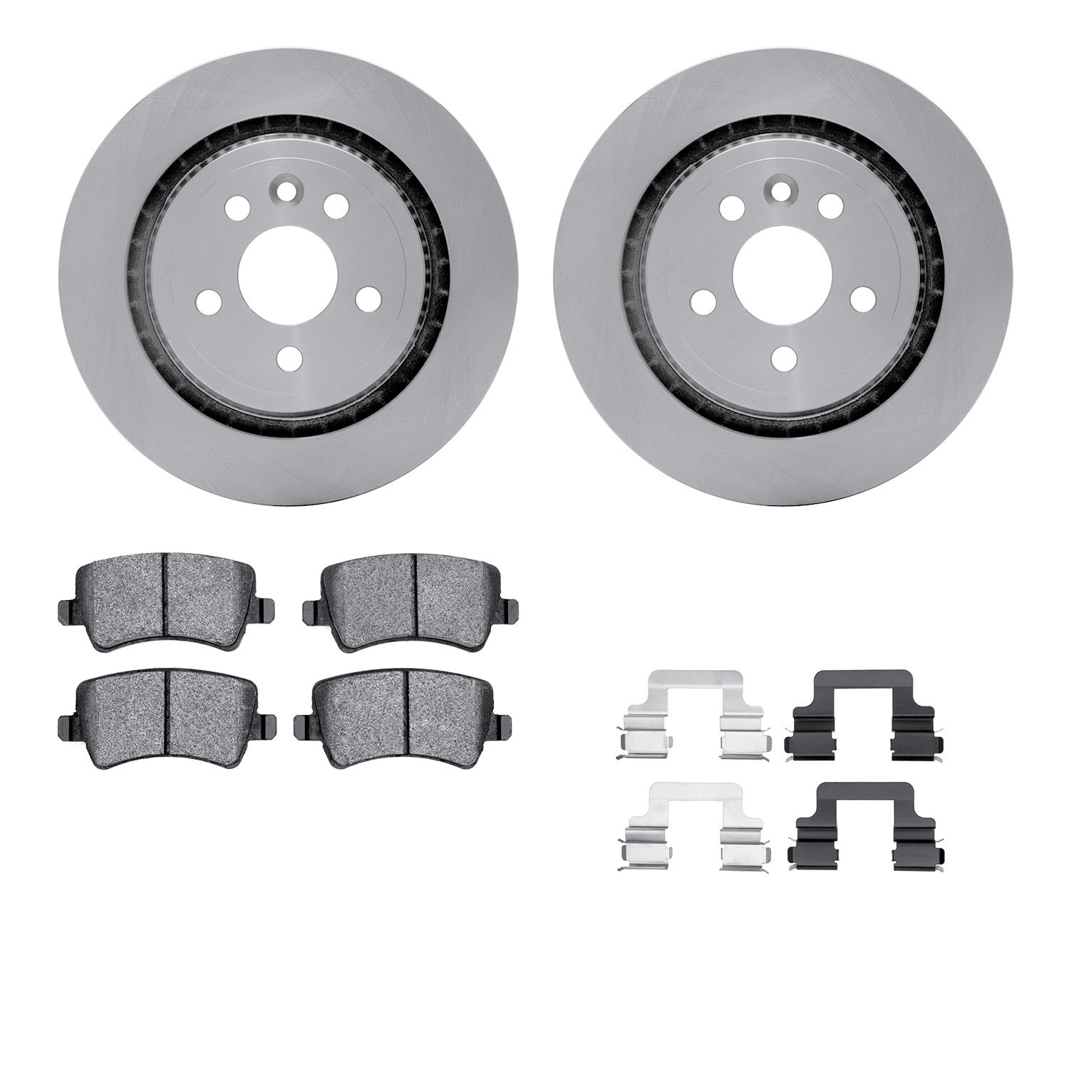 6312-27062 Brake Rotors with 3000-Series Ceramic Brake Pads Kit with Hardware, 2007-2015 Volvo, Position: Rear