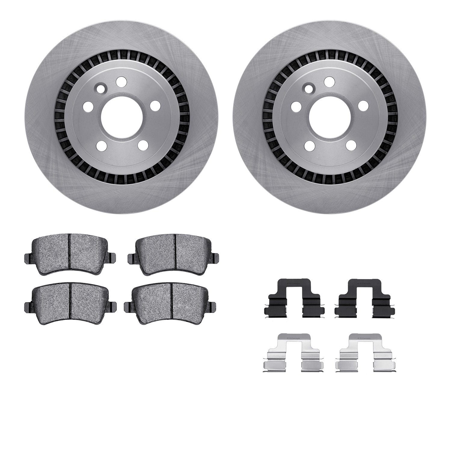 6312-27068 Brake Rotors with 3000-Series Ceramic Brake Pads Kit with Hardware, 2008-2016 Volvo, Position: Rear