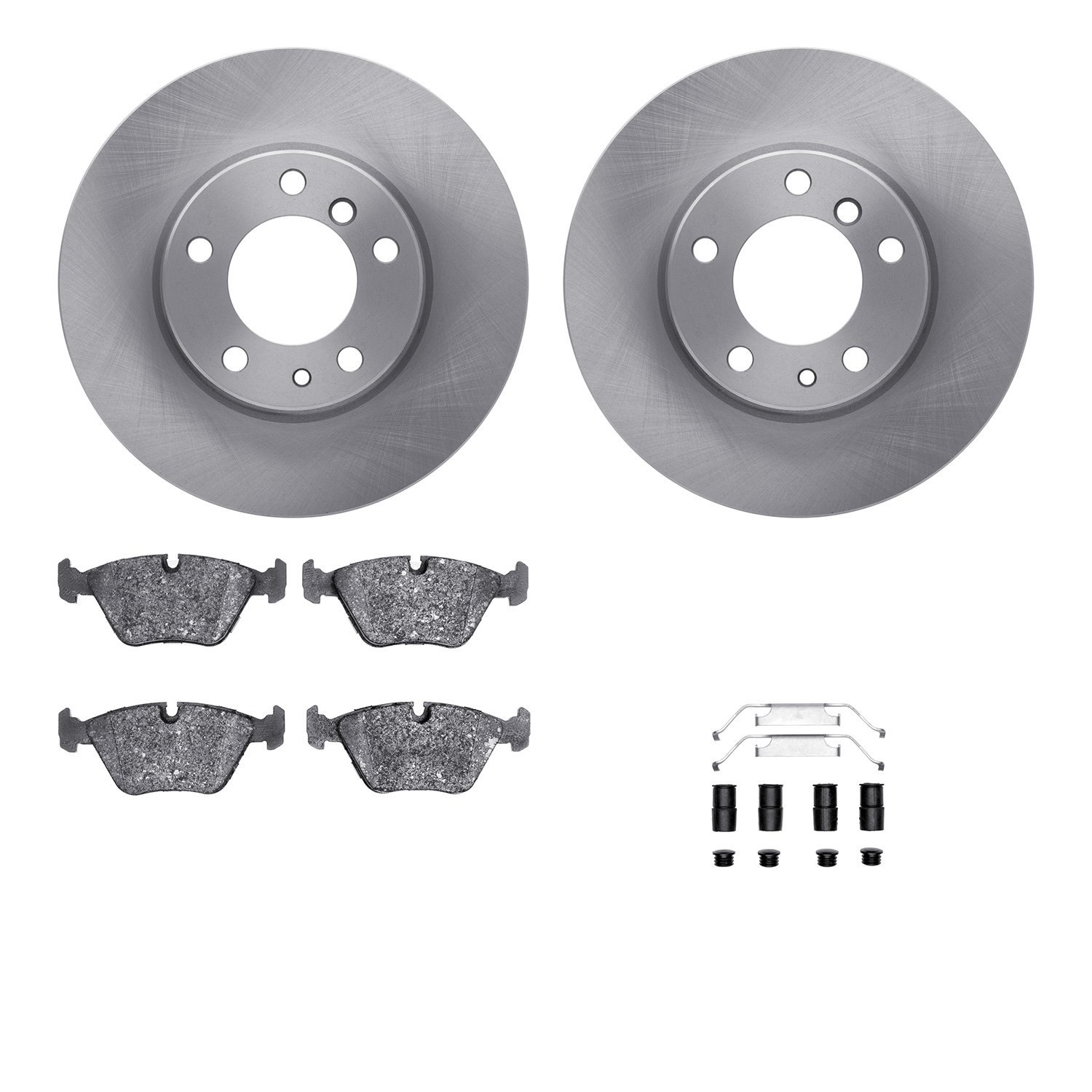6312-31020 Brake Rotors with 3000-Series Ceramic Brake Pads Kit with Hardware, 1987-1995 BMW, Position: Front