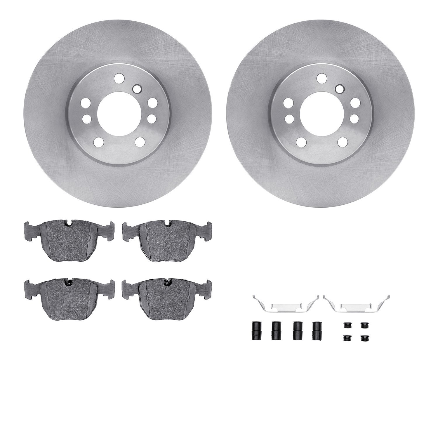 6312-31043 Brake Rotors with 3000-Series Ceramic Brake Pads Kit with Hardware, 2000-2006 BMW, Position: Front
