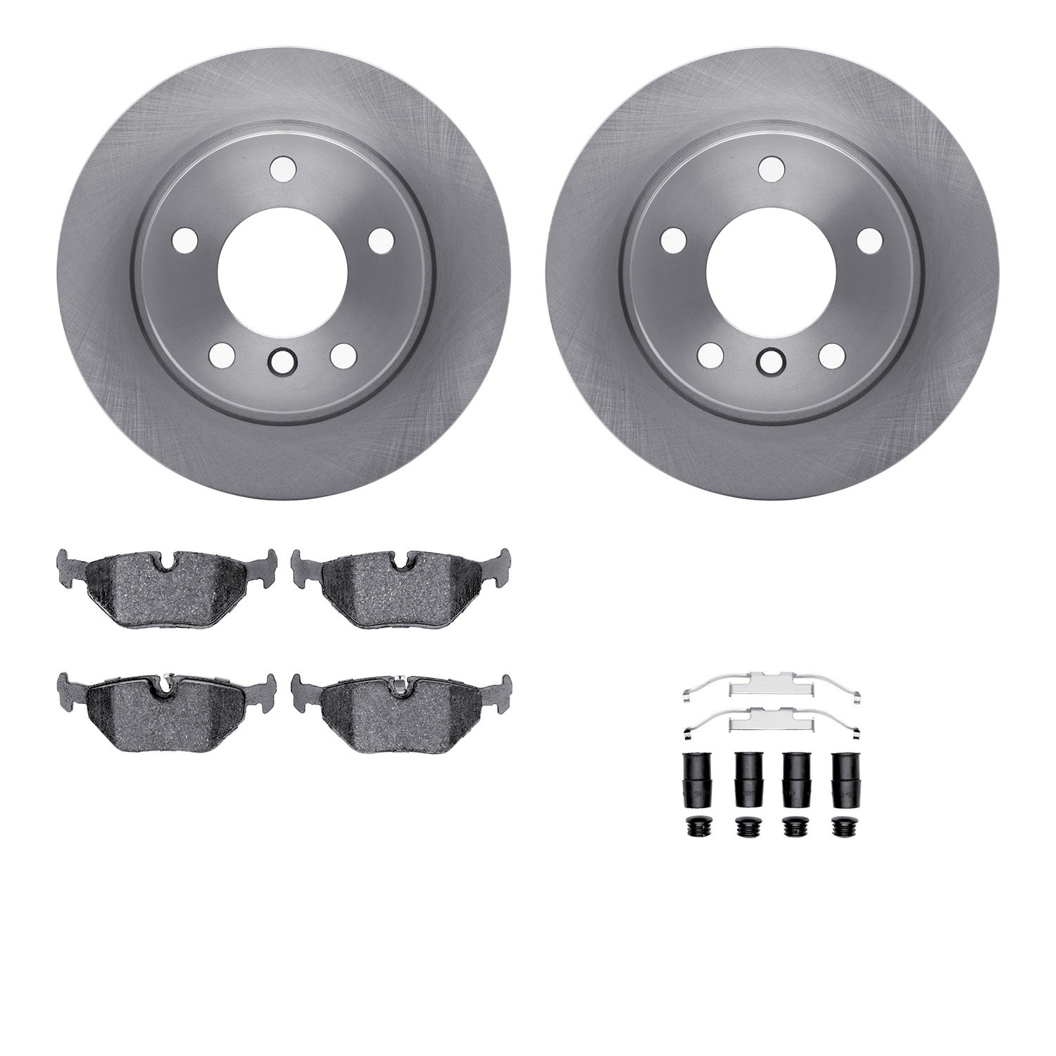 6312-31064 Brake Rotors with 3000-Series Ceramic Brake Pads Kit with Hardware, 2003-2006 BMW, Position: Rear