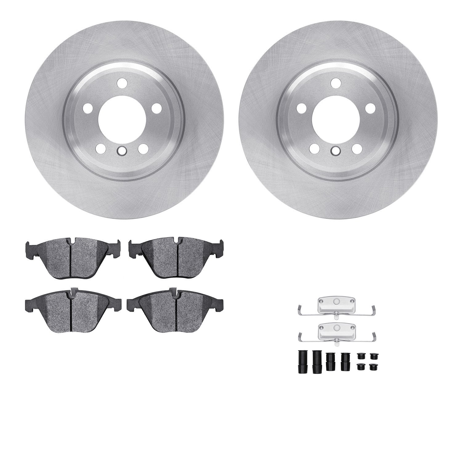 6312-31068 Brake Rotors with 3000-Series Ceramic Brake Pads Kit with Hardware, 2002-2008 BMW, Position: Front