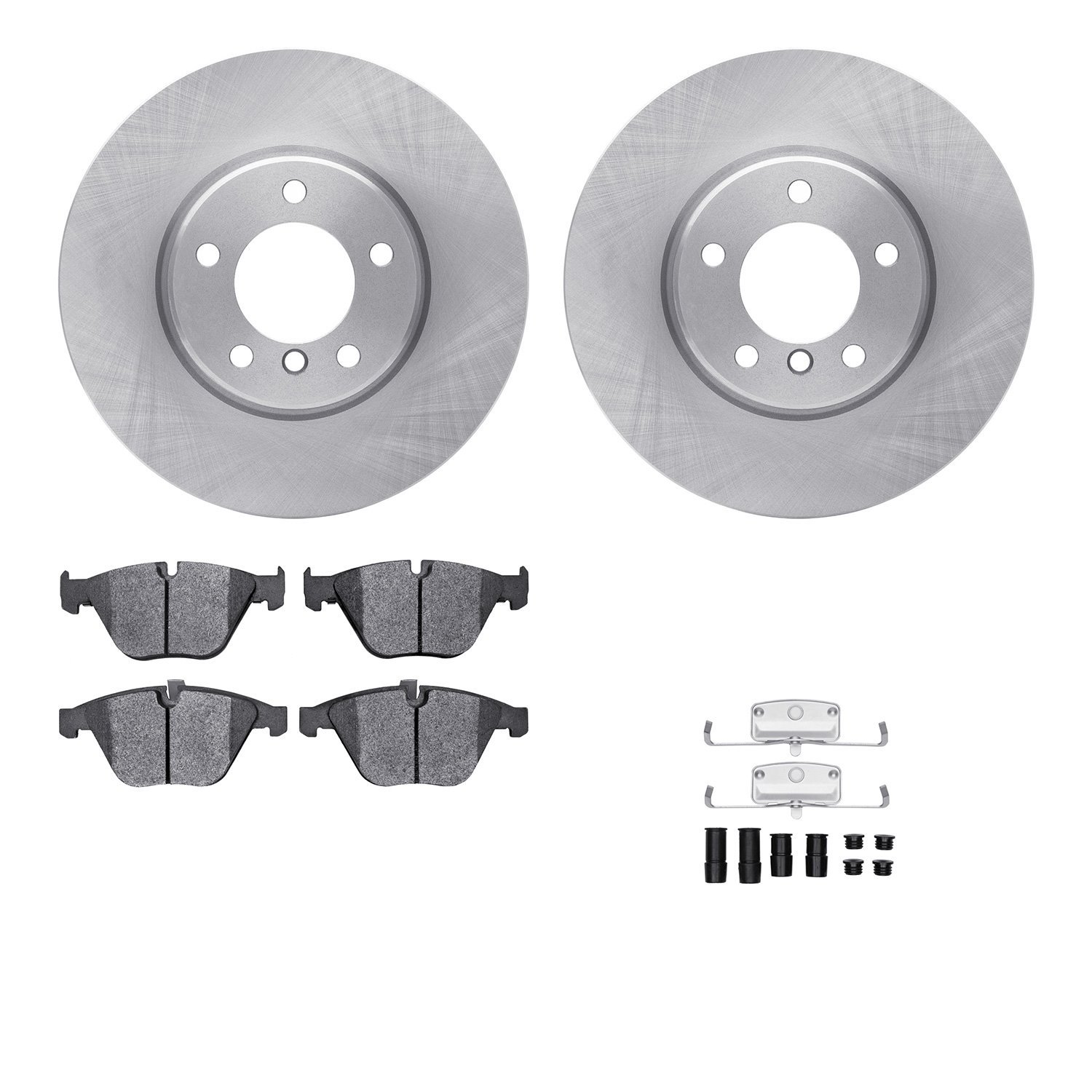 6312-31069 Brake Rotors with 3000-Series Ceramic Brake Pads Kit with Hardware, 2004-2010 BMW, Position: Front