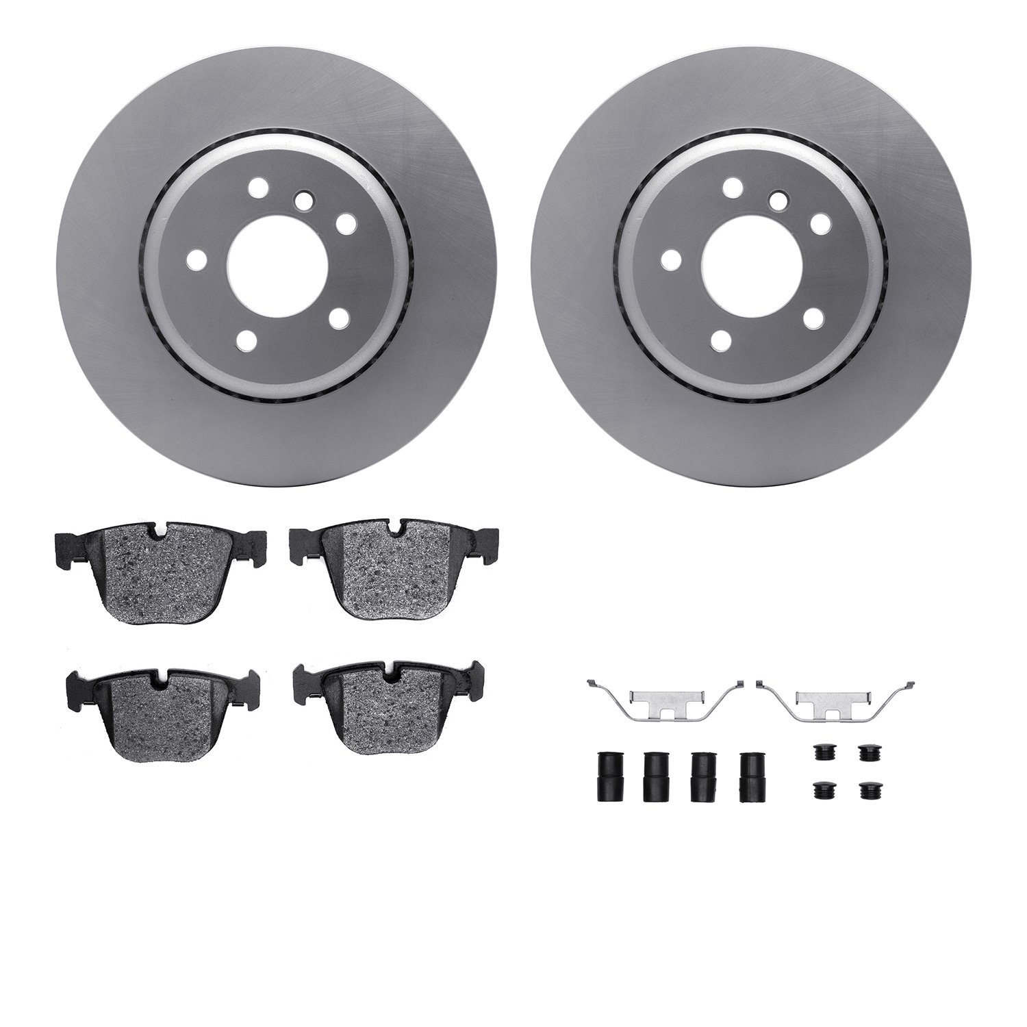 6312-31075 Brake Rotors with 3000-Series Ceramic Brake Pads Kit with Hardware, 2004-2010 BMW, Position: Rear