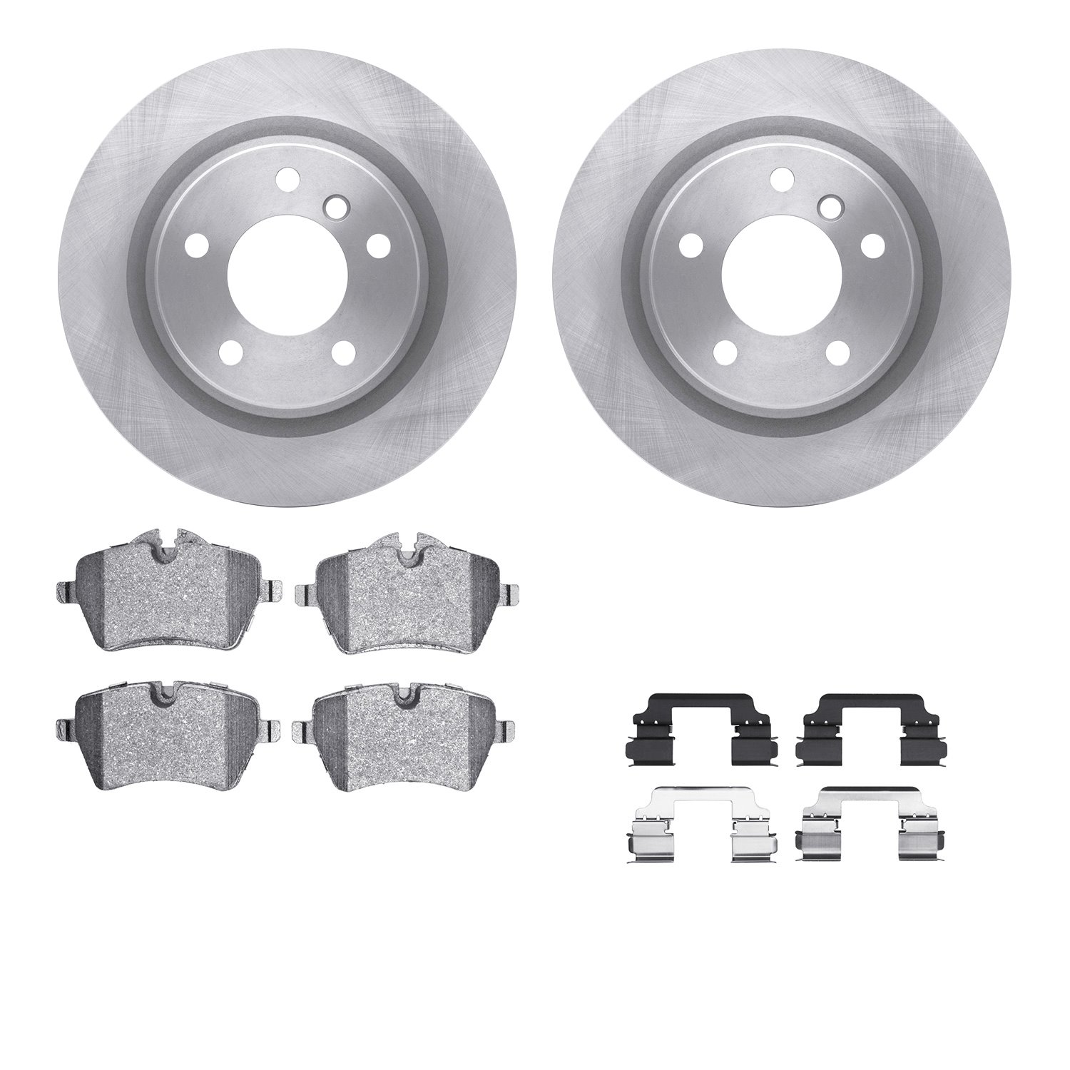 6312-32005 Brake Rotors with 3000-Series Ceramic Brake Pads Kit with Hardware, 2011-2016 Mini, Position: Front