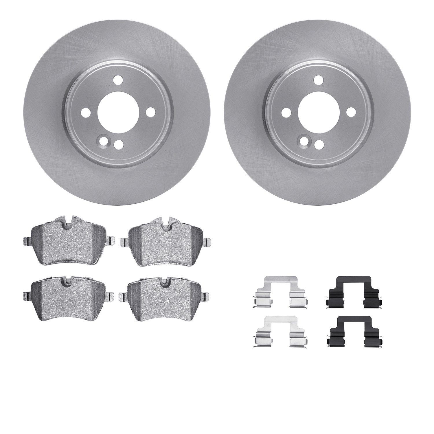 6312-32006 Brake Rotors with 3000-Series Ceramic Brake Pads Kit with Hardware, 2002-2006 Mini, Position: Front