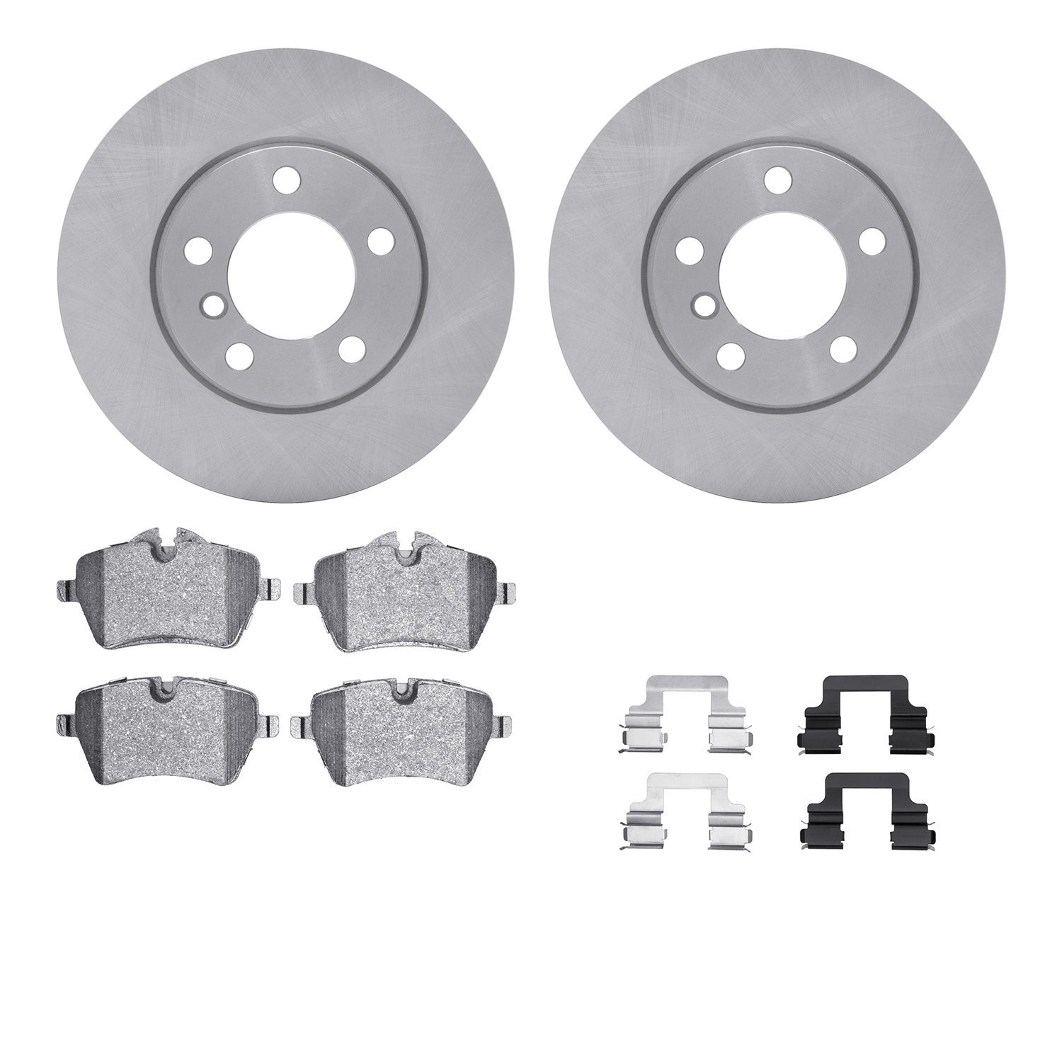 6312-32008 Brake Rotors with 3000-Series Ceramic Brake Pads Kit with Hardware, 2011-2016 Mini, Position: Front