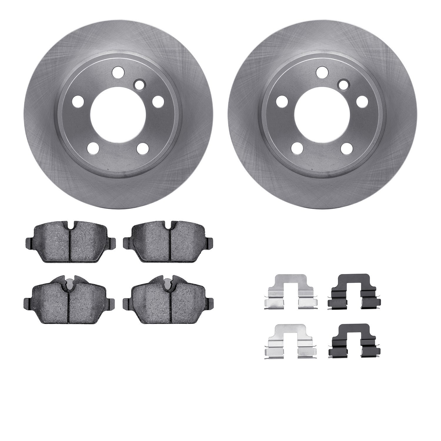 6312-32010 Brake Rotors with 3000-Series Ceramic Brake Pads Kit with Hardware, 2011-2016 Mini, Position: Rear