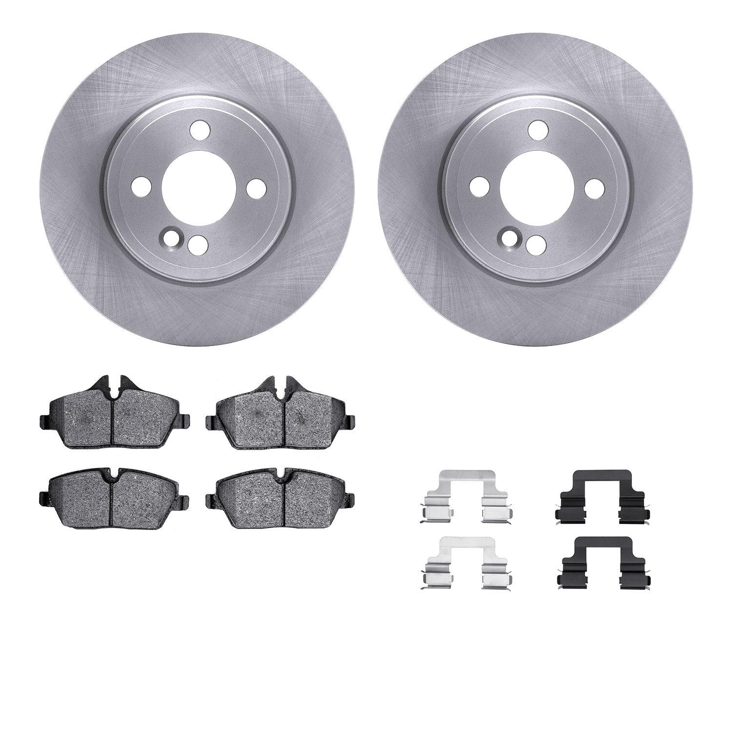 6312-32012 Brake Rotors with 3000-Series Ceramic Brake Pads Kit with Hardware, 2007-2015 Mini, Position: Front