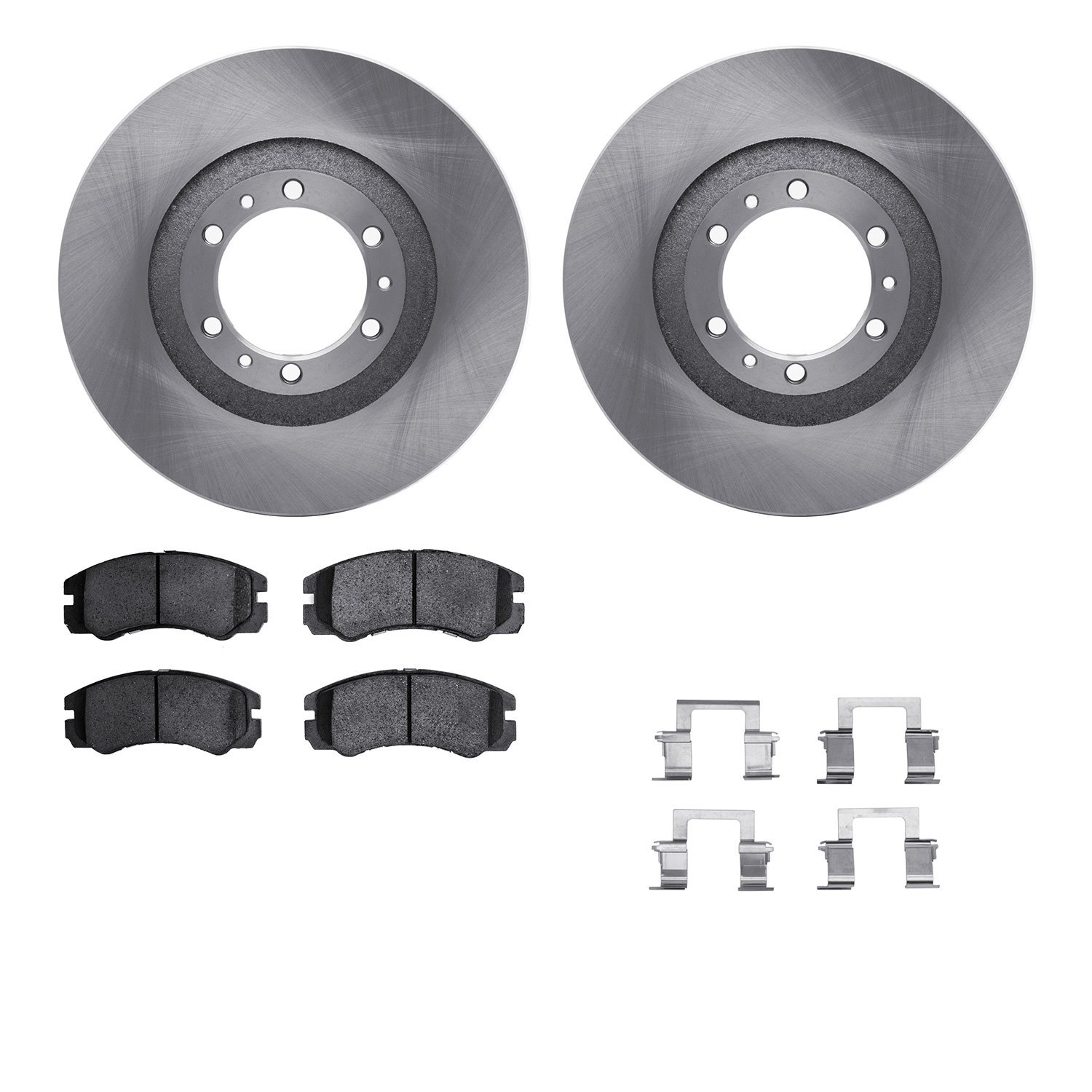 6312-37012 Brake Rotors with 3000-Series Ceramic Brake Pads Kit with Hardware, 1992-2002 Multiple Makes/Models, Position: Front