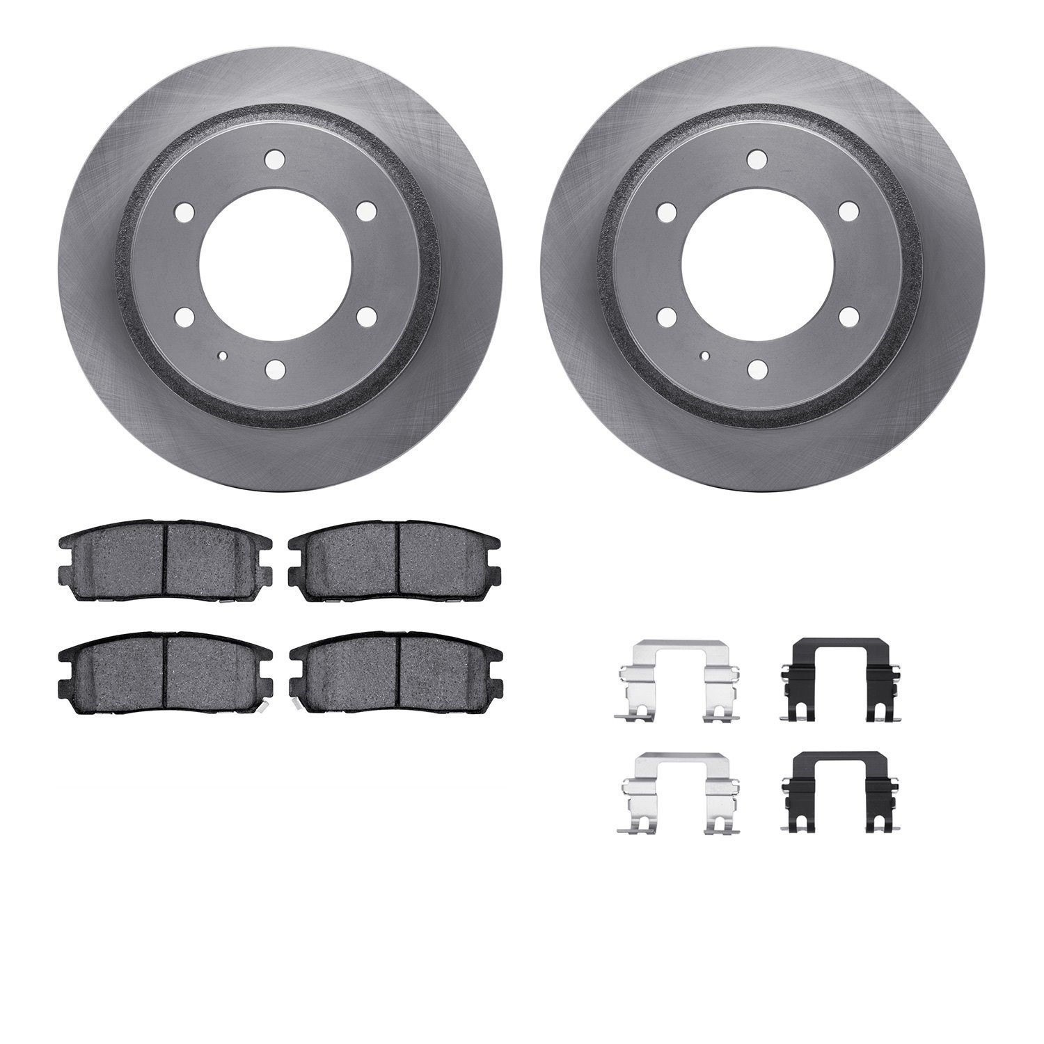 6312-37014 Brake Rotors with 3000-Series Ceramic Brake Pads Kit with Hardware, 1992-2004 Multiple Makes/Models, Position: Rear