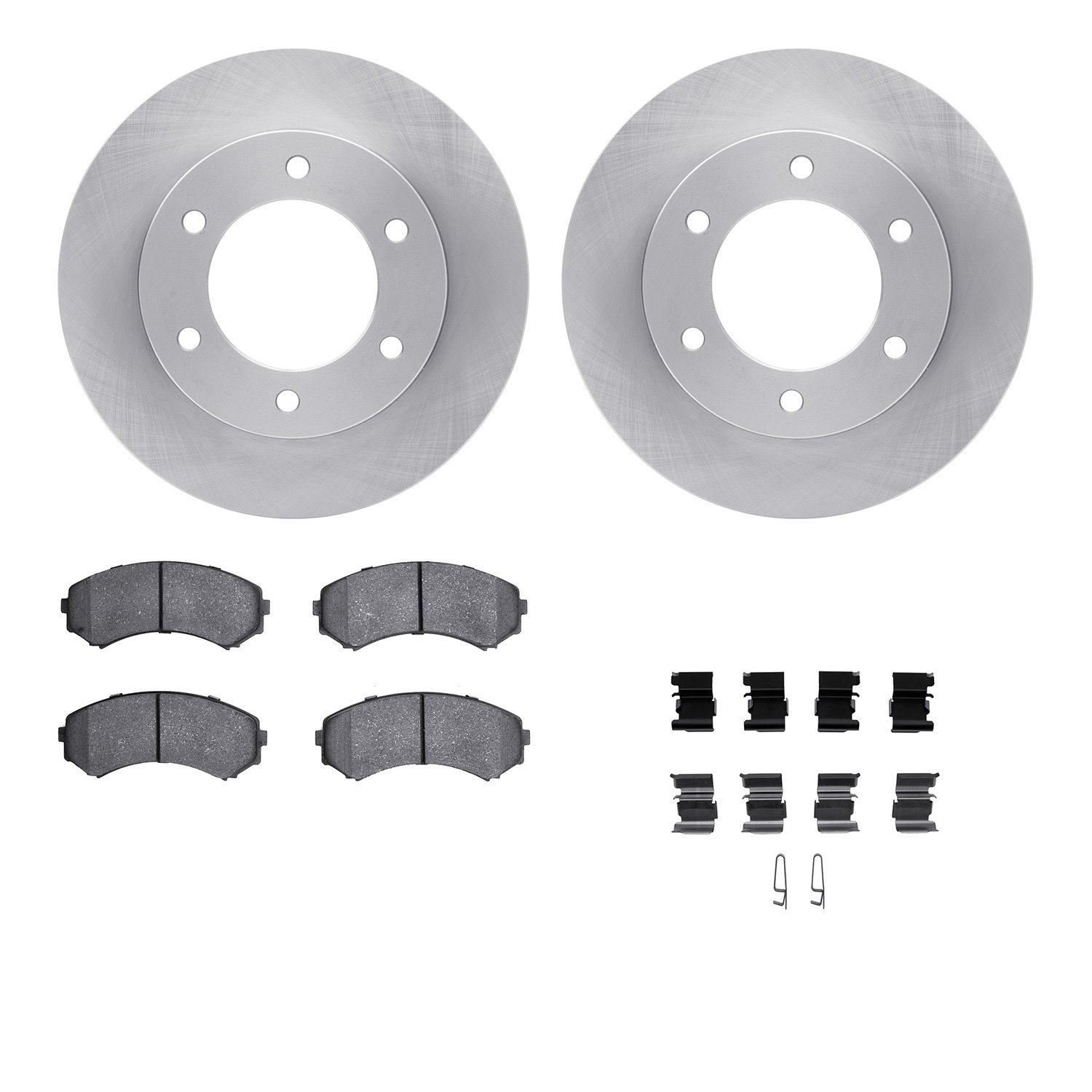 6312-37015 Brake Rotors with 3000-Series Ceramic Brake Pads Kit with Hardware, 2001-2004 Multiple Makes/Models, Position: Front