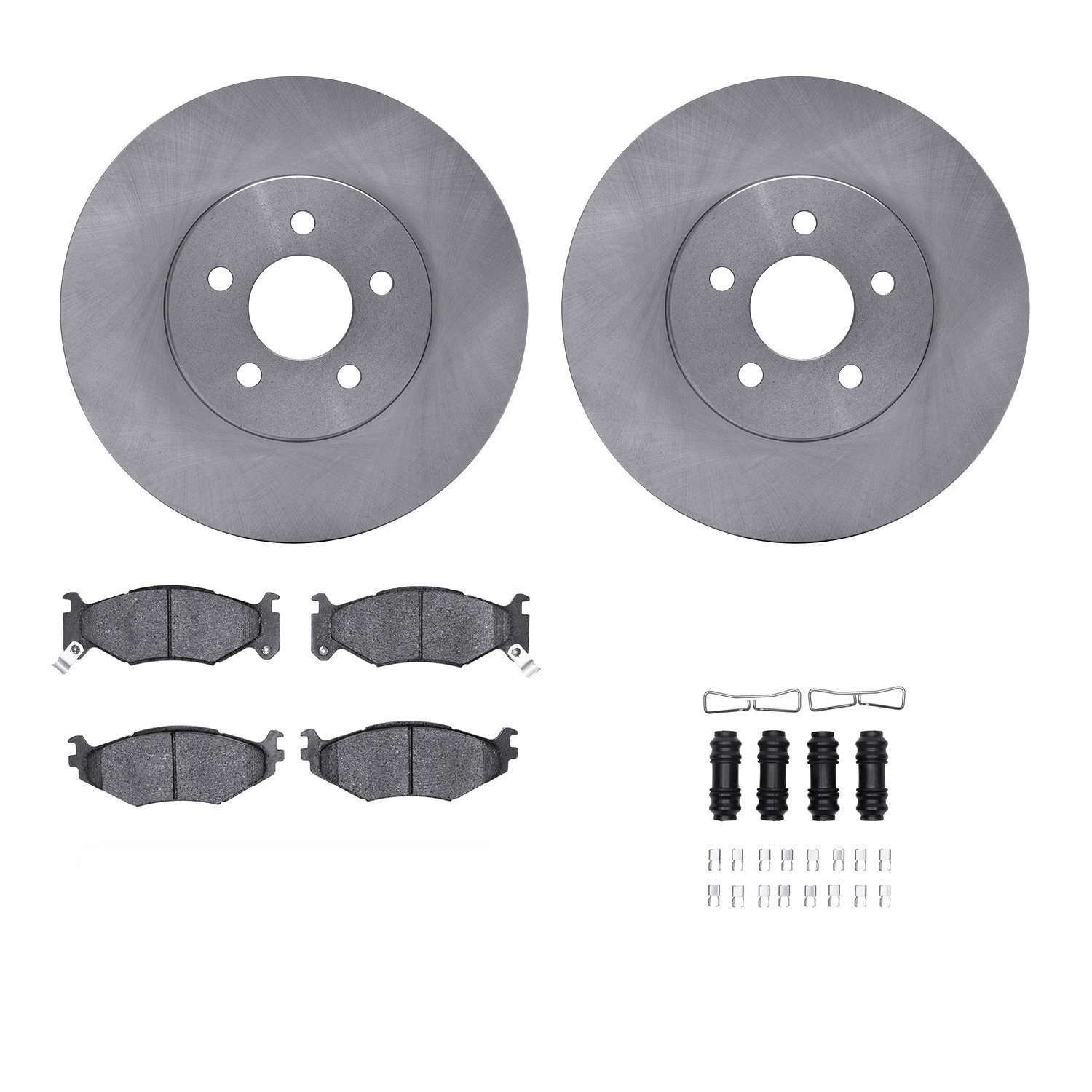 6312-39021 Brake Rotors with 3000-Series Ceramic Brake Pads Kit with Hardware, 1991-1995 Mopar, Position: Front