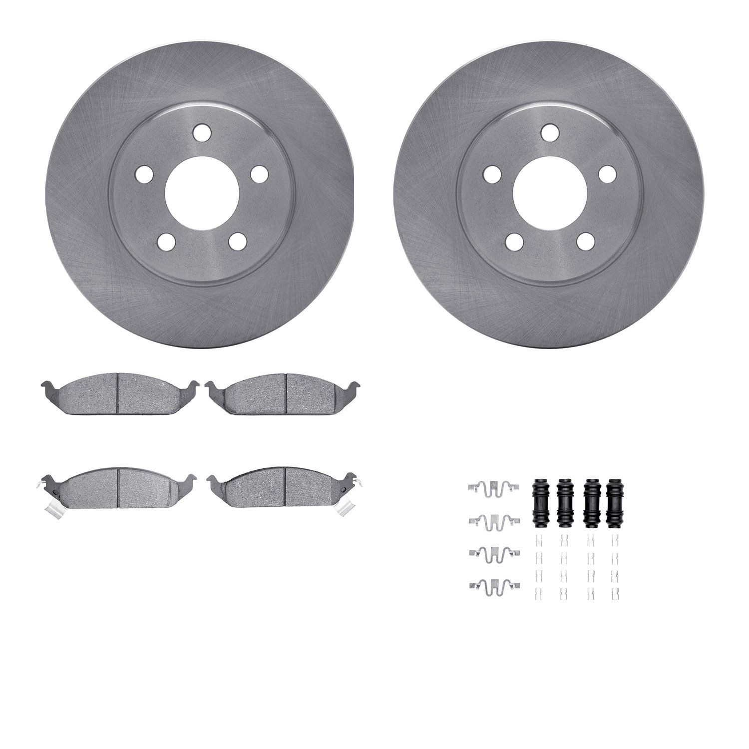 6312-39022 Brake Rotors with 3000-Series Ceramic Brake Pads Kit with Hardware, 1995-2000 Mopar, Position: Front