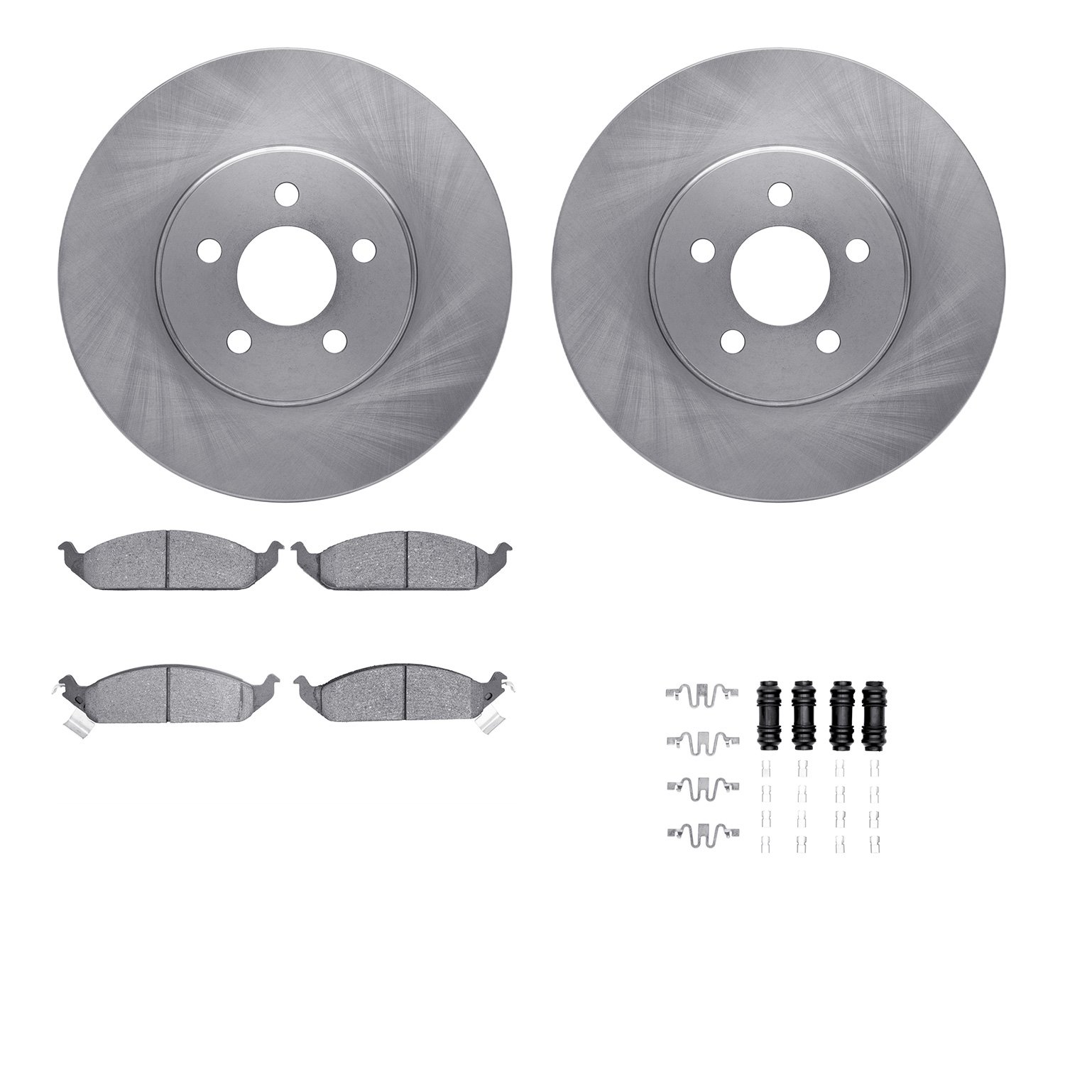 6312-39023 Brake Rotors with 3000-Series Ceramic Brake Pads Kit with Hardware, 1995-2000 Mopar, Position: Front